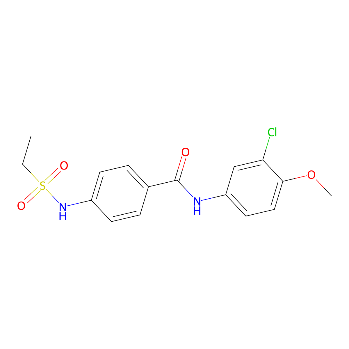 N-(3-chloro-4-methoxyphenyl)-4-(ethylsulfonylamino)benzamide molecular structure, CAS 839696-77-4