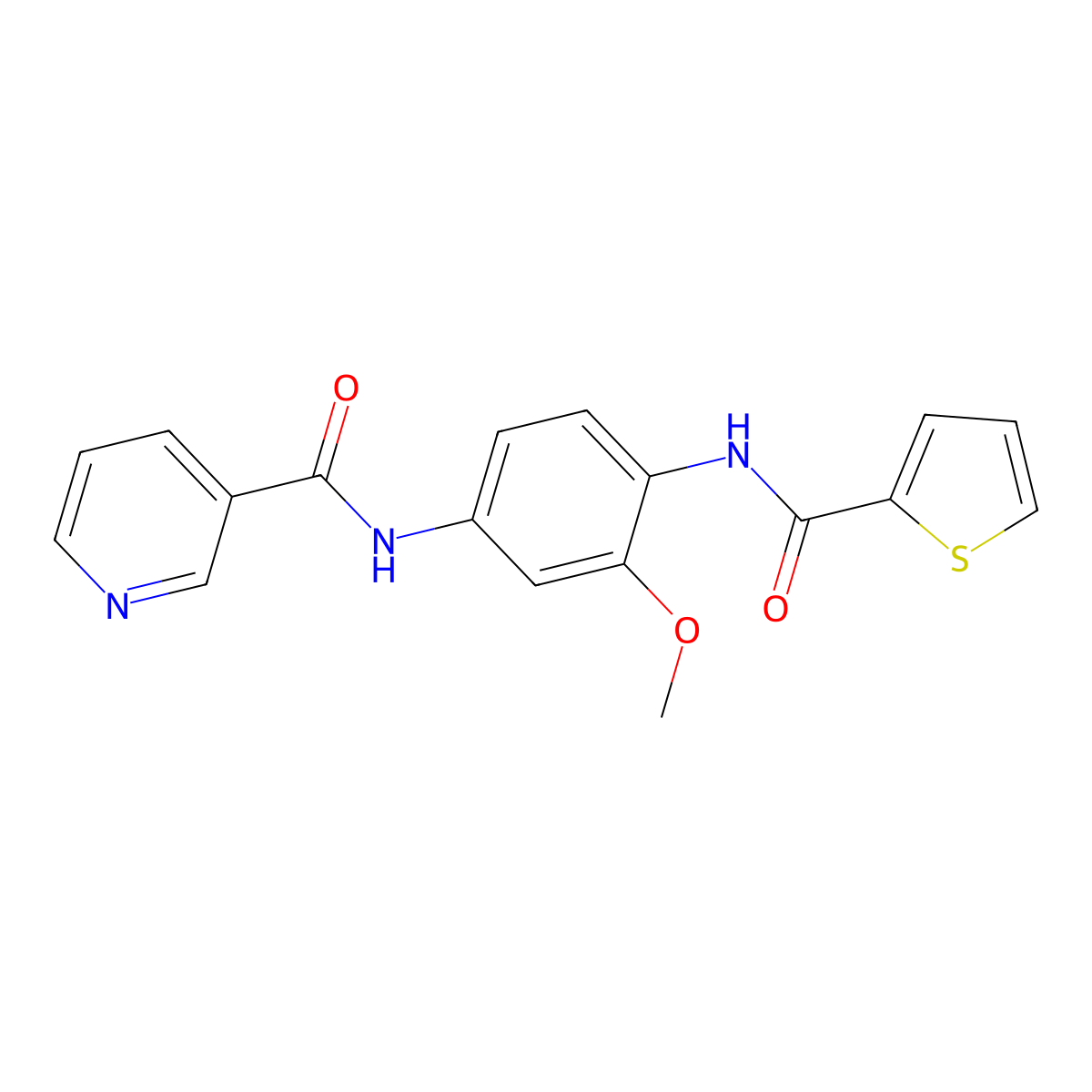 N-[3-methoxy-4-(thiophene-2-carbonylamino)phenyl]pyridine-3-carboxamide molecular structure, CAS 839697-06-2