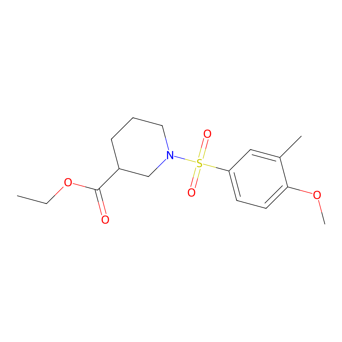 Ethyl 1-(4-methoxy-3-methylphenyl)sulfonylpiperidine-3-carboxylate molecular structure, CAS 839697-10-8