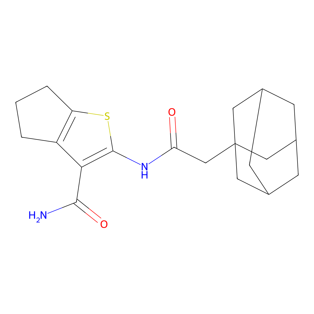 2-[[2-(1-adamantyl)acetyl]amino]-5,6-dihydro-4H-cyclopenta[b]thiophene-3-carboxamide molecular structure, CAS 839697-15-3