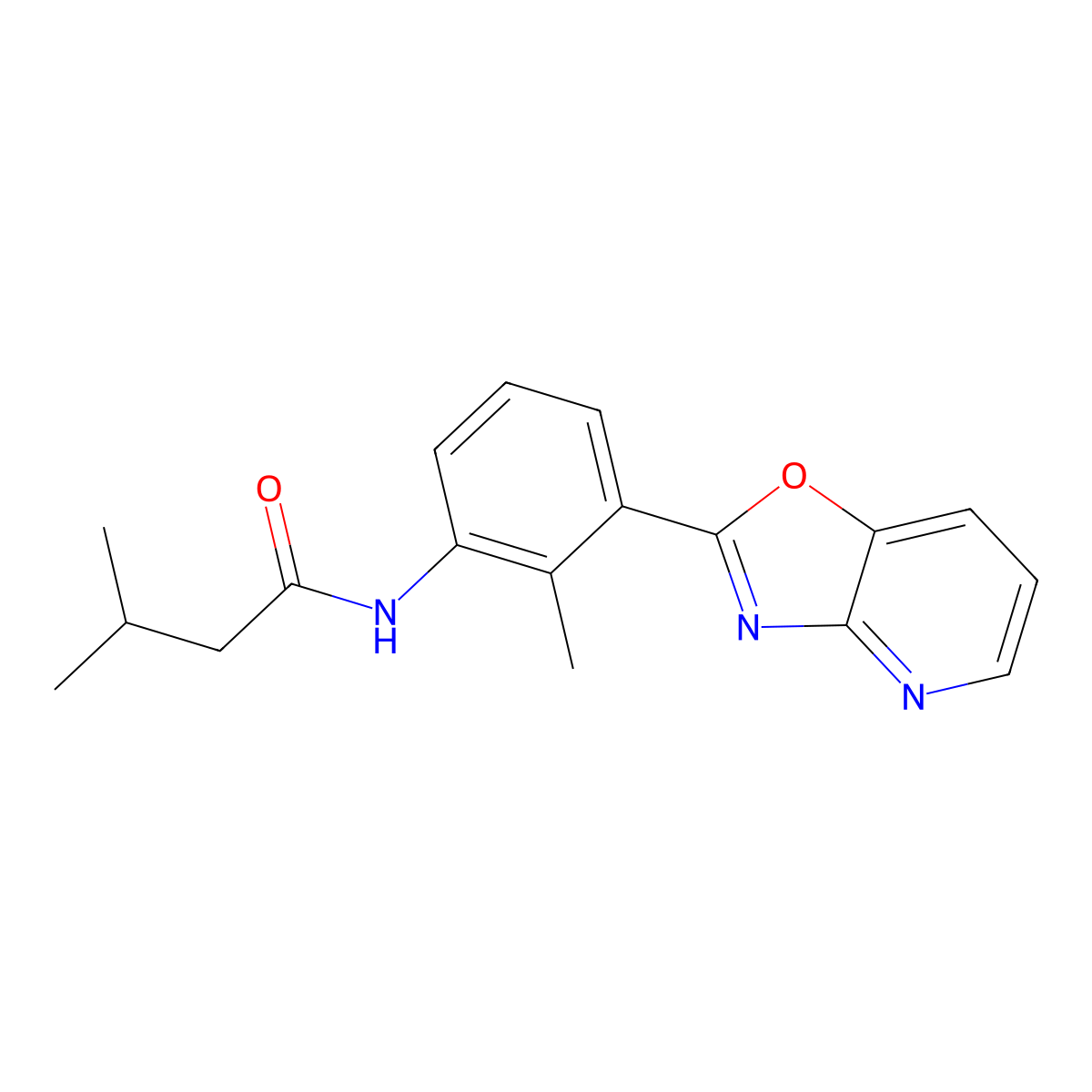 3-methyl-N-[2-methyl-3-([1,3]oxazolo[4,5-b]pyridin-2-yl)phenyl]butanamide molecular structure, CAS 839697-25-5