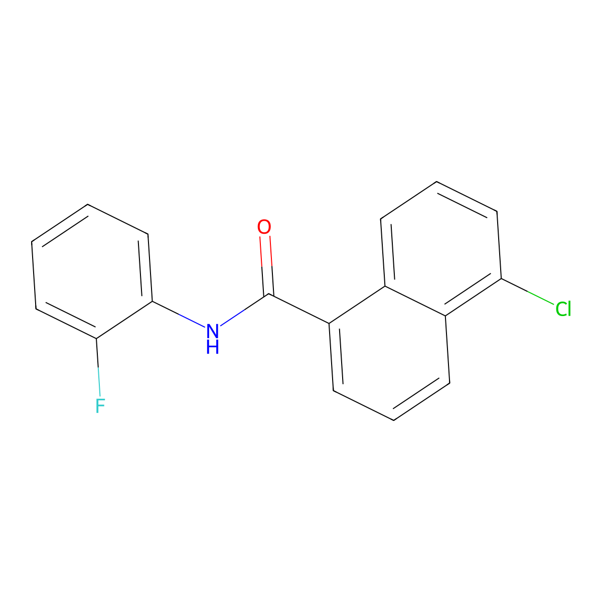5-chloro-N-(2-fluorophenyl)naphthalene-1-carboxamide molecular structure, CAS 839697-28-8