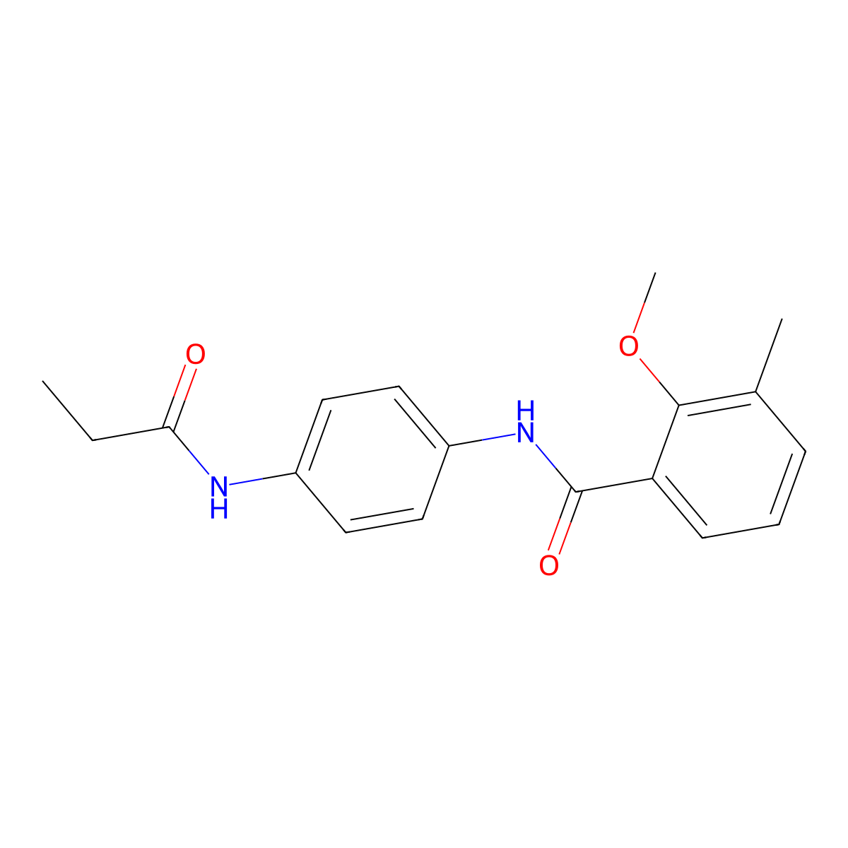 2-methoxy-3-methyl-N-[4-(propanoylamino)phenyl]benzamide molecular structure, CAS 839697-38-0