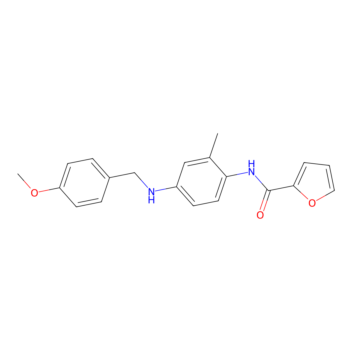 N-{4-[(4-methoxybenzyl)amino]-2-methylphenyl}-2-furamide molecular structure, CAS 839697-49-3