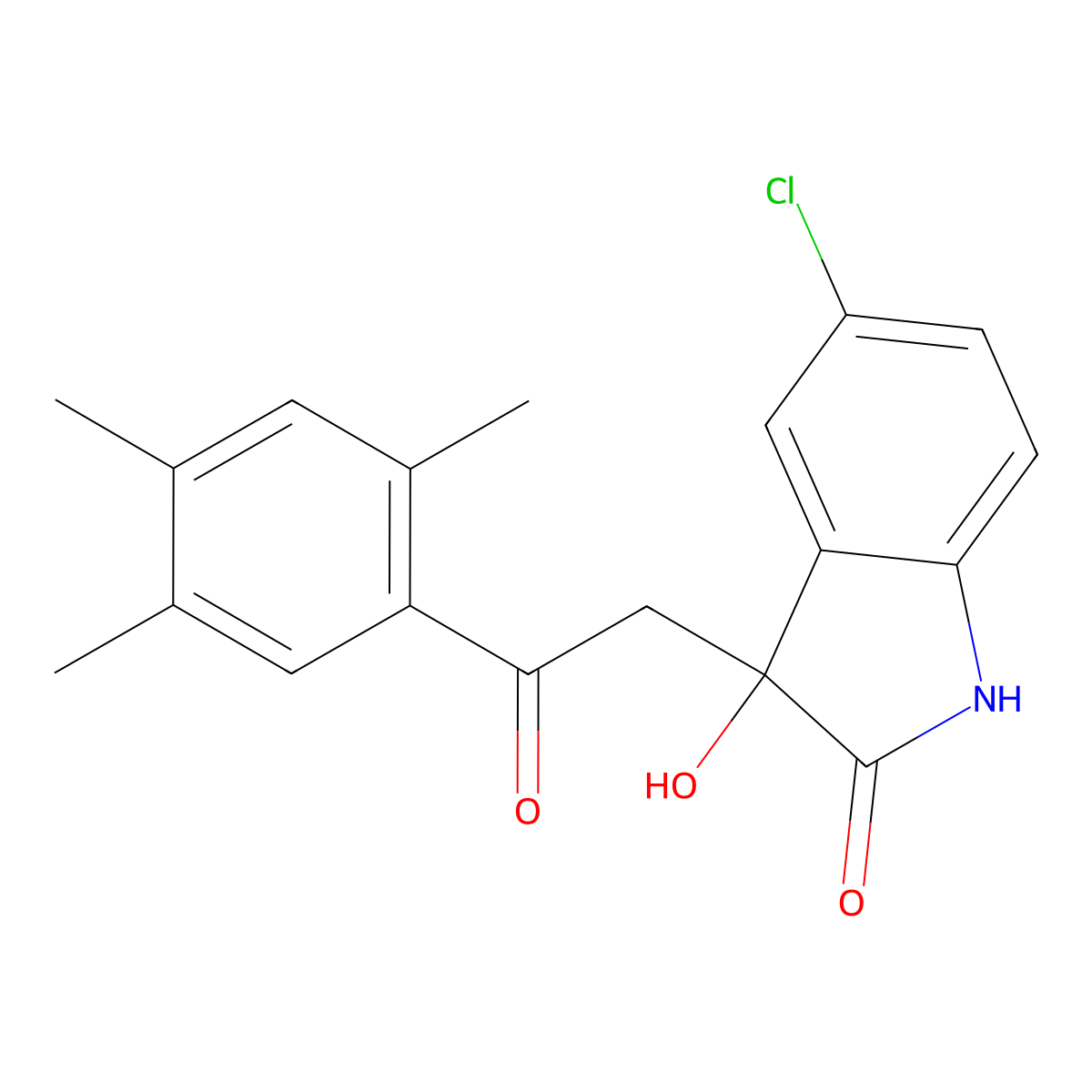 5-chloro-3-hydroxy-3-[2-oxo-2-(2,4,5-trimethylphenyl)ethyl]-1H-indol-2-one molecular structure, CAS 839697-61-9