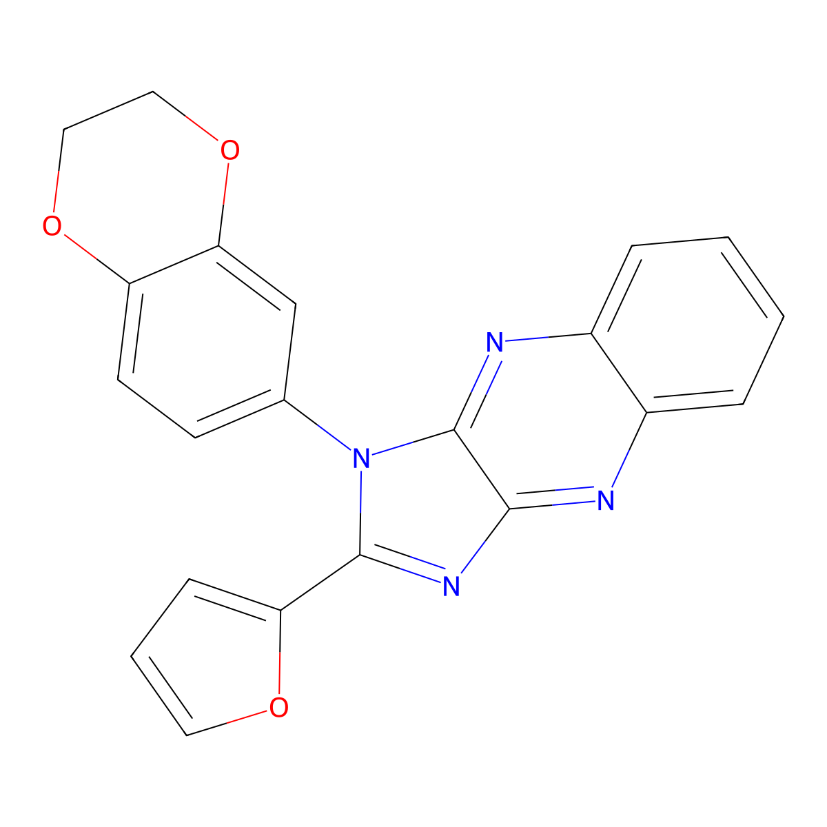1-(2,3-dihydrobenzo[b][1,4]dioxin-6-yl)-2-(furan-2-yl)-1H-imidazo[4,5-b]quinoxaline molecular structure, CAS 839699-85-3