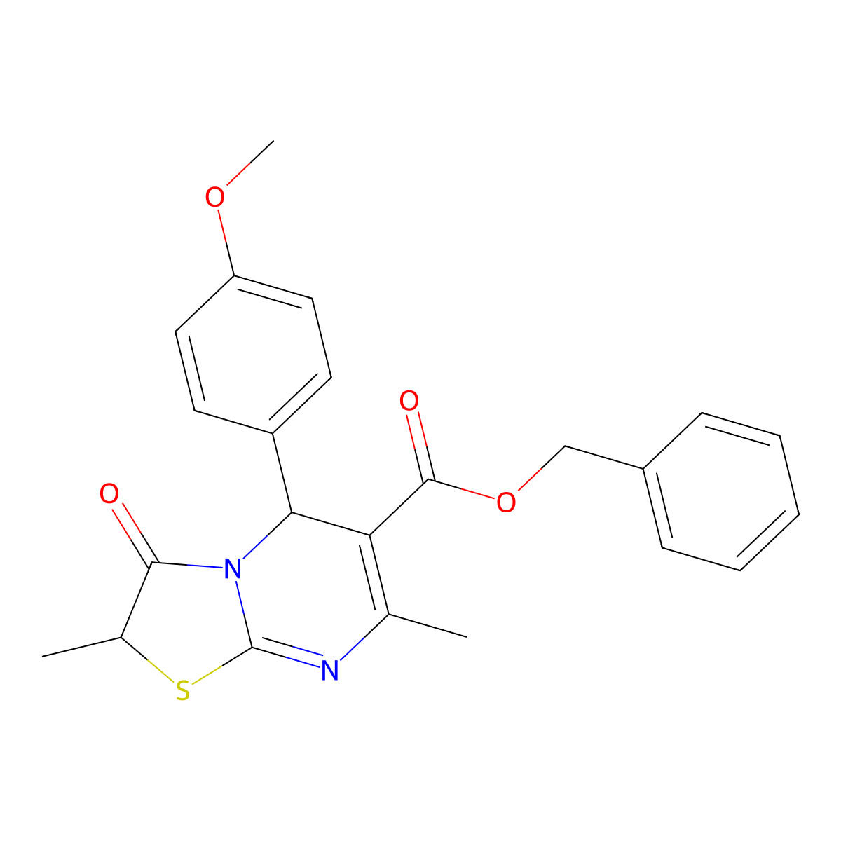 benzyl 5-(4-methoxyphenyl)-2,7-dimethyl-3-oxo-2,3-dihydro-5H-[1,3]thiazolo[3,2-a]pyrimidine-6-carboxylate molecular structure, CAS 839700-21-9