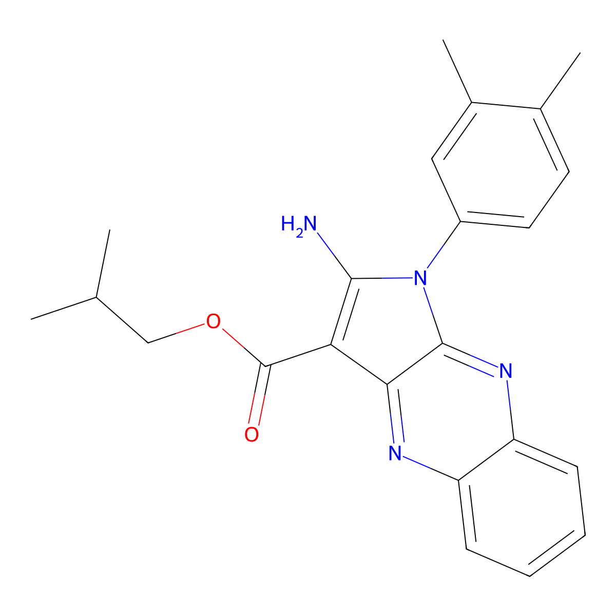 2-Methylpropyl 2-amino-1-(3,4-dimethylphenyl)pyrrolo[3,2-b]quinoxaline-3-carboxylate molecular structure, CAS 839700-28-6