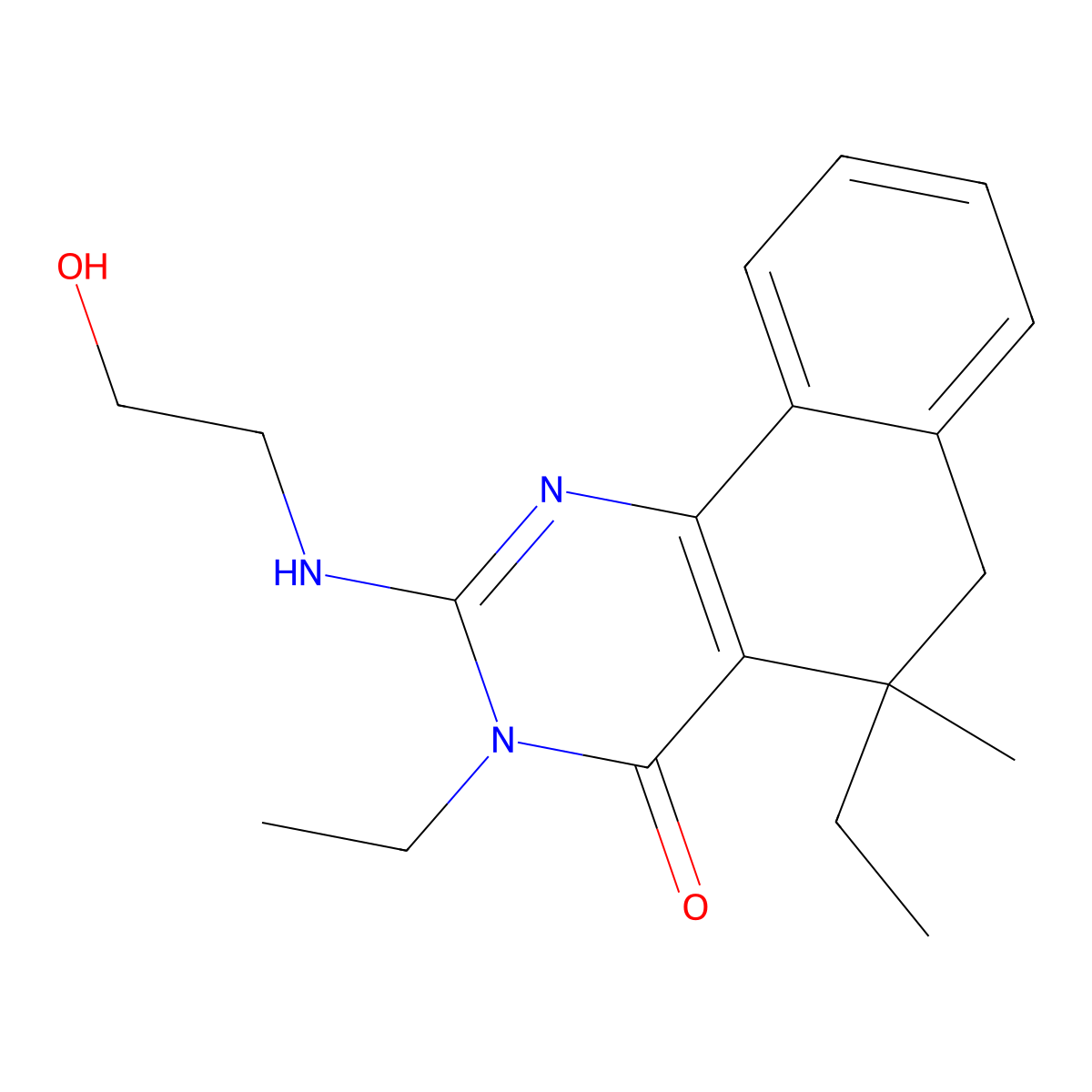 3,5-diethyl-2-(2-hydroxyethylamino)-5-methyl-6H-benzo[h]quinazolin-4-one molecular structure, CAS 839700-72-0