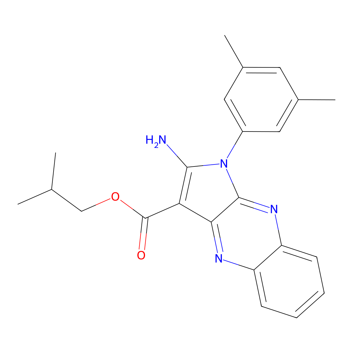 2-Methylpropyl 2-amino-1-(3,5-dimethylphenyl)pyrrolo[3,2-b]quinoxaline-3-carboxylate molecular structure, CAS 839703-17-2