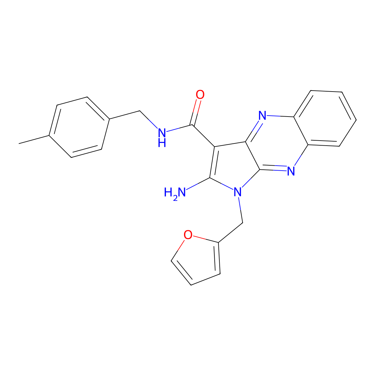 2-amino-1-(furan-2-ylmethyl)-N-(4-methylbenzyl)-1H-pyrrolo[2,3-b]quinoxaline-3-carboxamide molecular structure, CAS 839703-24-1