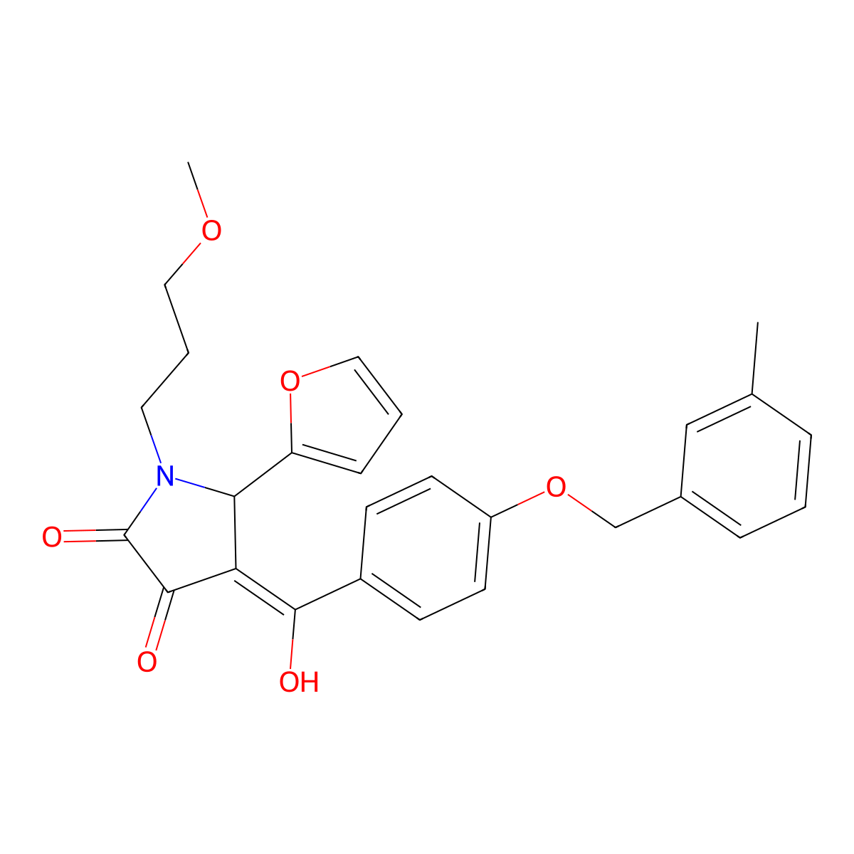 5-(furan-2-yl)-3-hydroxy-1-(3-methoxypropyl)-4-{4-[(3-methylphenyl)methoxy]benzoyl}-2,5-dihydro-1H-pyrrol-2-one molecular structure, CAS 839703-44-5