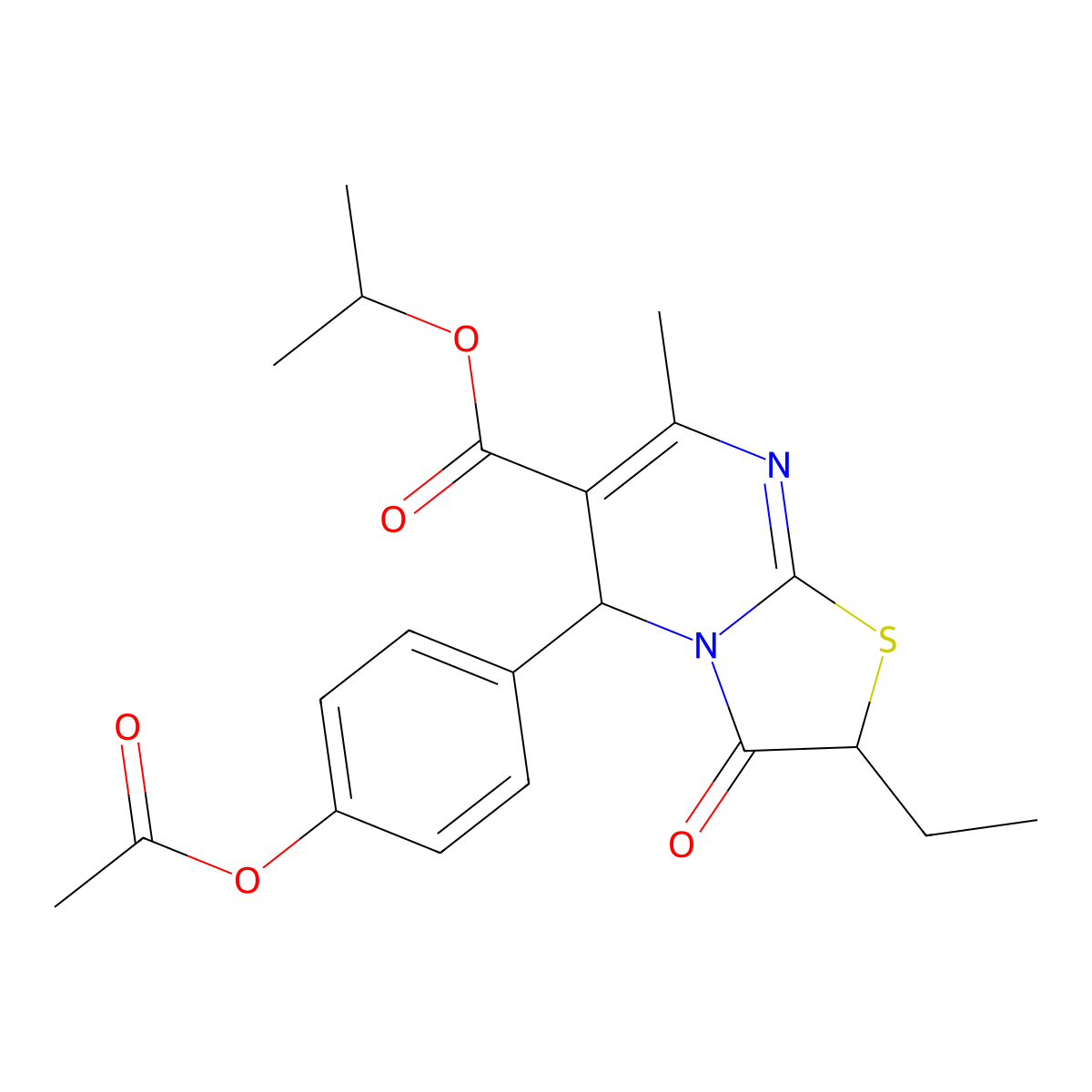 isopropyl 5-[4-(acetyloxy)phenyl]-2-ethyl-7-methyl-3-oxo-2,3-dihydro-5H-[1,3]thiazolo[3,2-a]pyrimidine-6-carboxylate molecular structure, CAS 839704-20-0