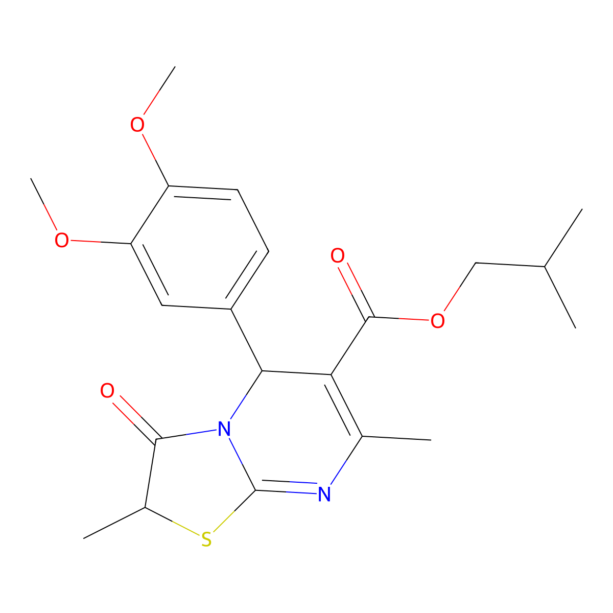 2-methylpropyl 5-(3,4-dimethoxyphenyl)-2,7-dimethyl-3-oxo-2,3-dihydro-5H-[1,3]thiazolo[3,2-a]pyrimidine-6-carboxylate molecular structure, CAS 839704-29-9