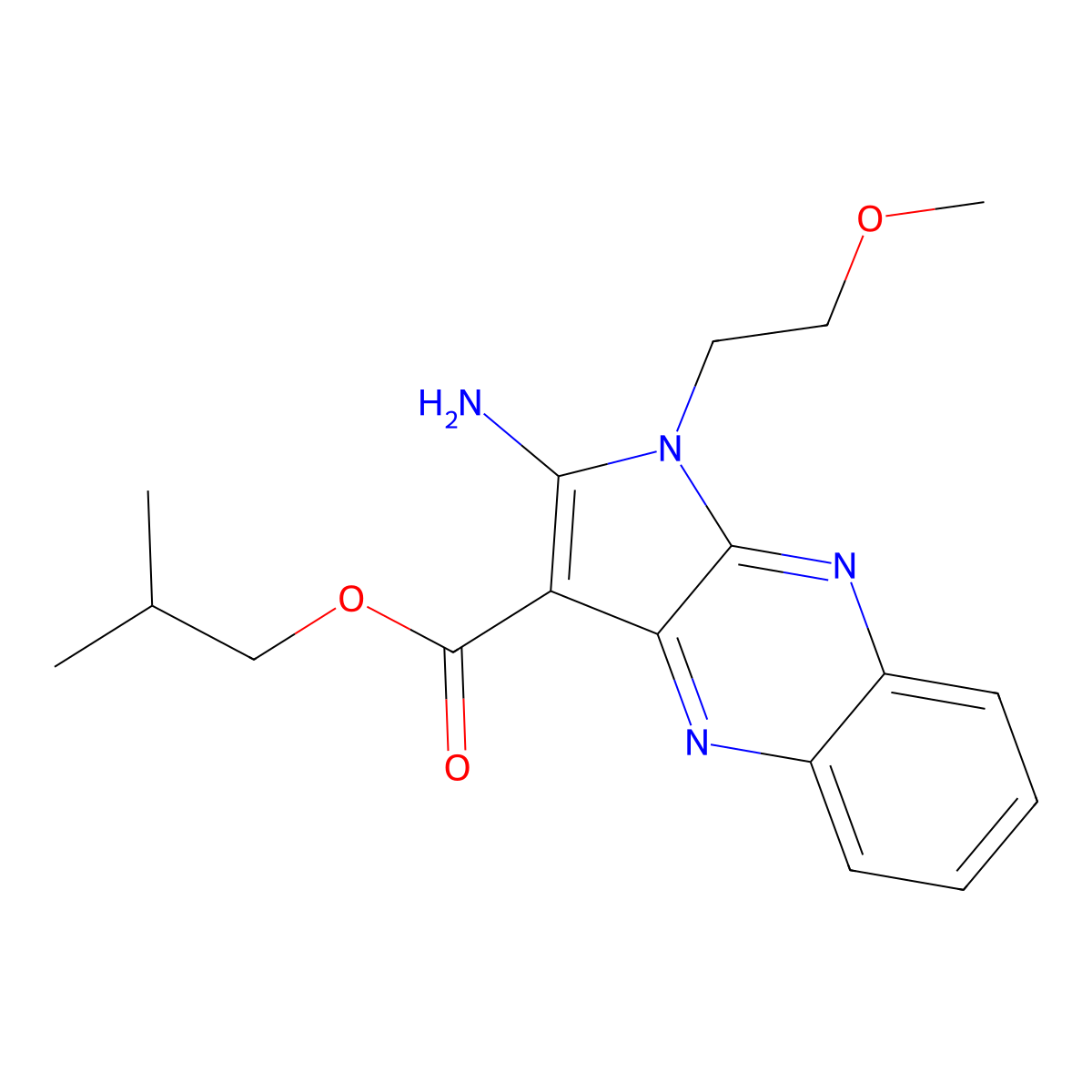 isobutyl 2-amino-1-(2-methoxyethyl)-1H-pyrrolo[2,3-b]quinoxaline-3-carboxylate molecular structure, CAS 839704-85-7