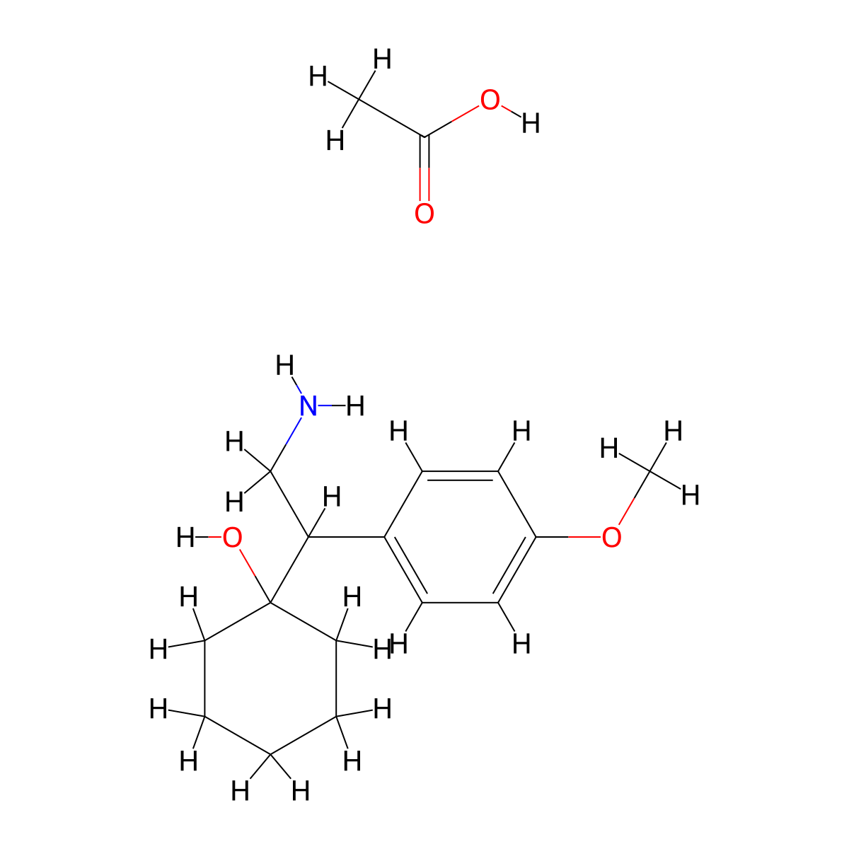 Cyclohexanol, 1-(2-amino-1-(4-methoxyphenyl)ethyl)-, acetate (1:1) molecular structure, CAS 839705-03-2