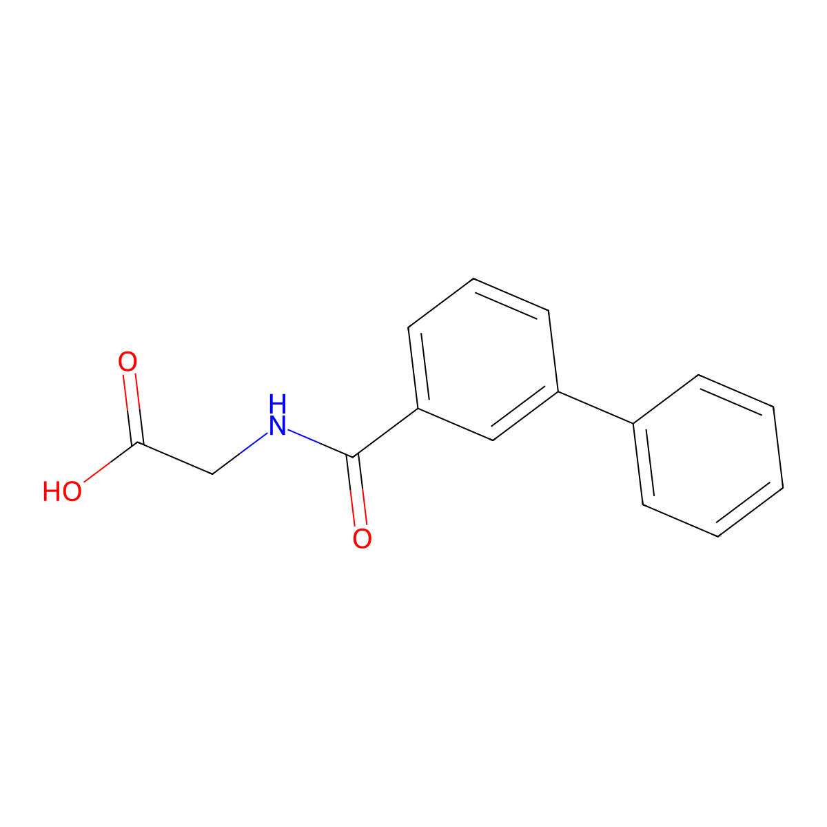 N-((1,1'-Biphenyl)-3-ylcarbonyl)glycine molecular structure, CAS 839705-12-3