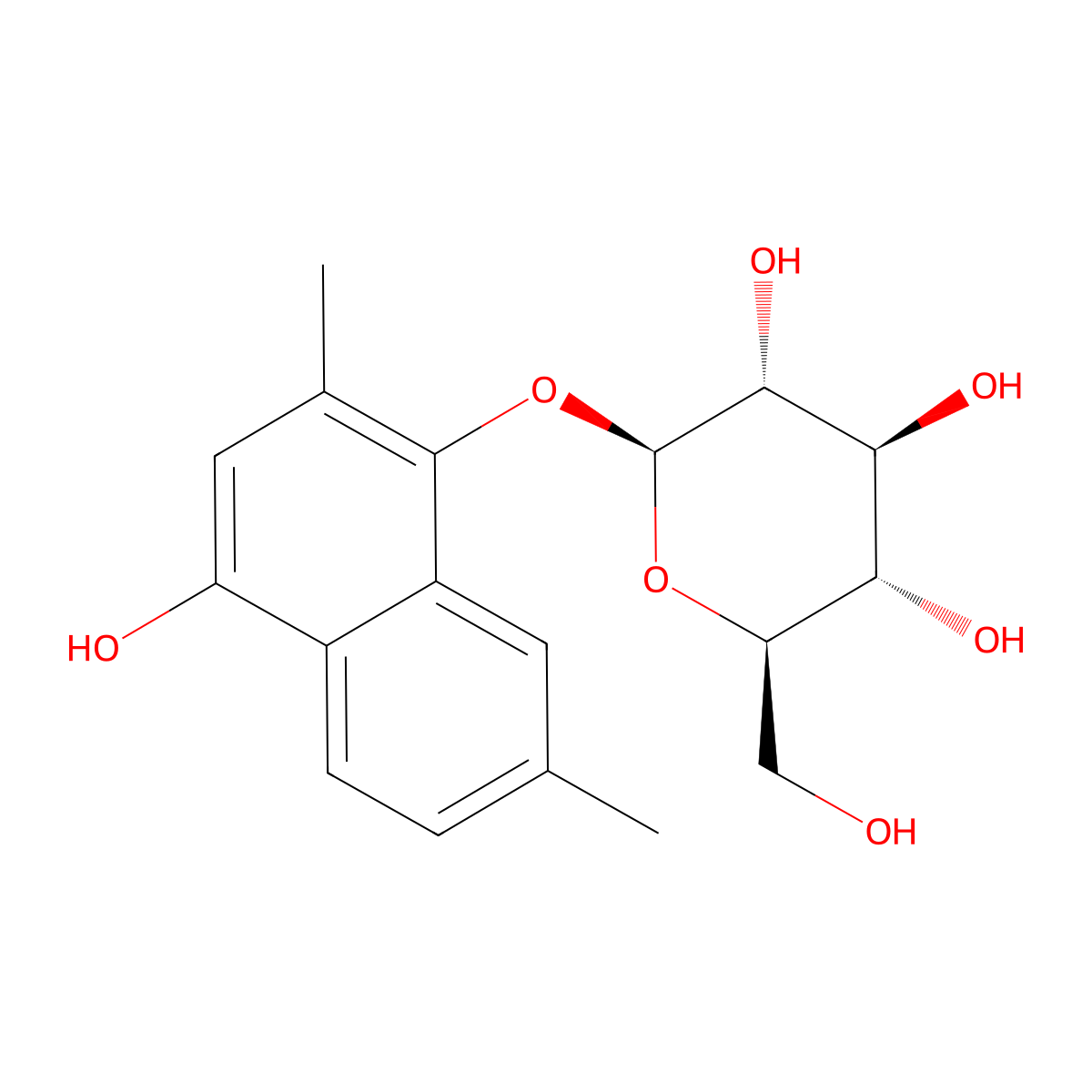 2,7-Dimethyl-1,4-dihydroxynaphthalene 1-O-glucoside molecular structure, CAS 839711-70-5