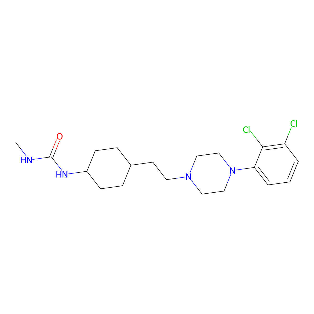Desmethyl cariprazine molecular structure, CAS 839712-15-1