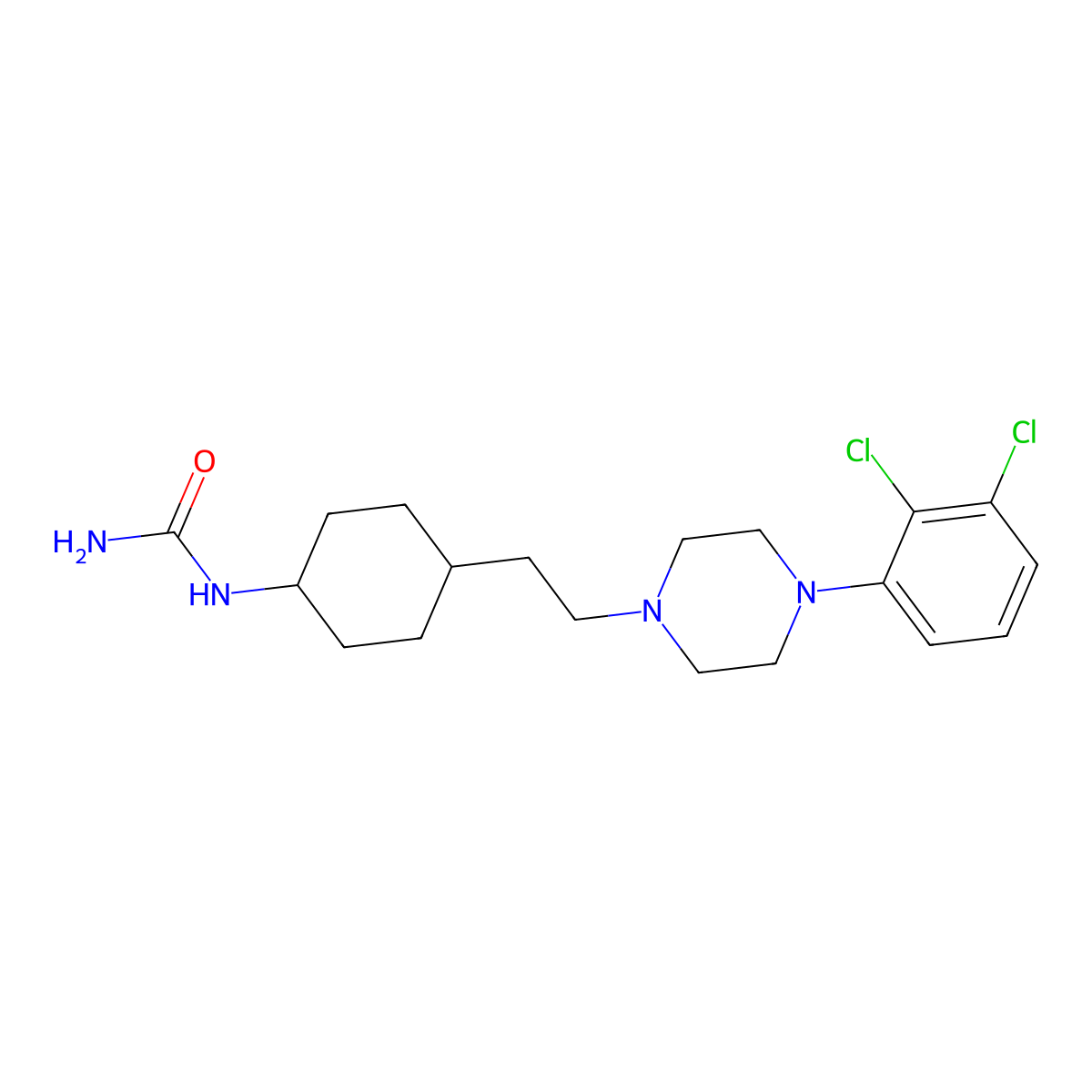 Didesmethyl cariprazine molecular structure, CAS 839712-25-3