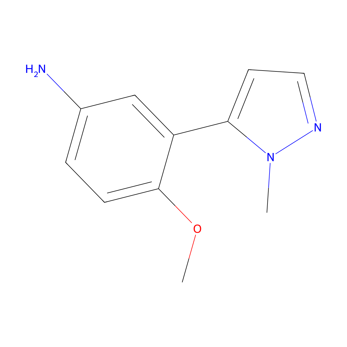 4-methoxy-3-(2-methyl-2H-pyrazol-3-yl)phenylamine molecular structure, CAS 839713-95-0