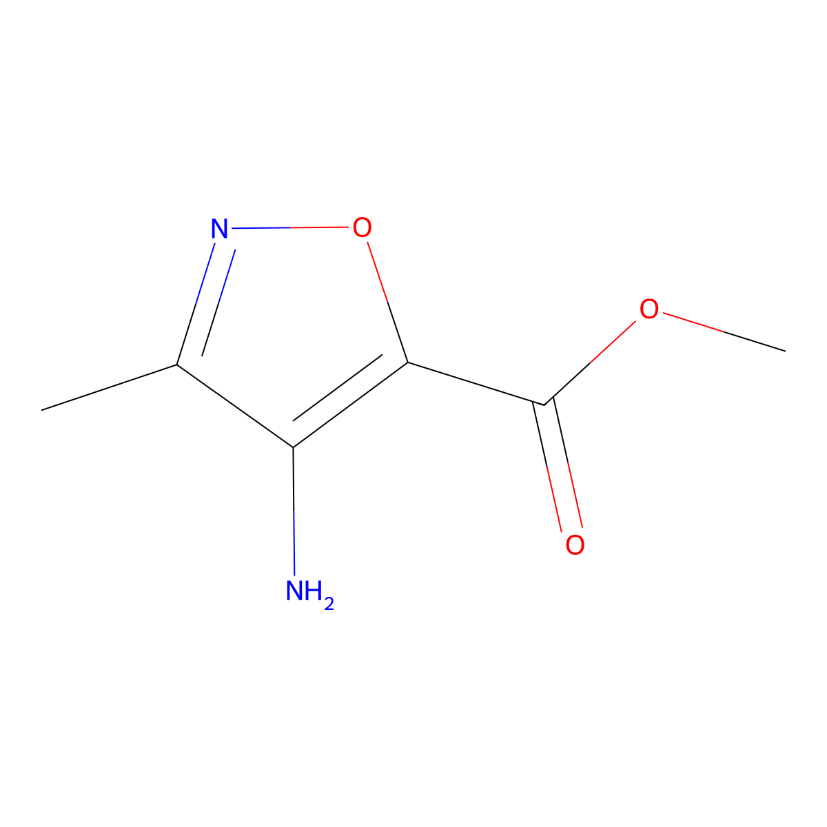 Methyl 4-amino-3-methyl-1,2-oxazole-5-carboxylate molecular structure, CAS 83988-30-1