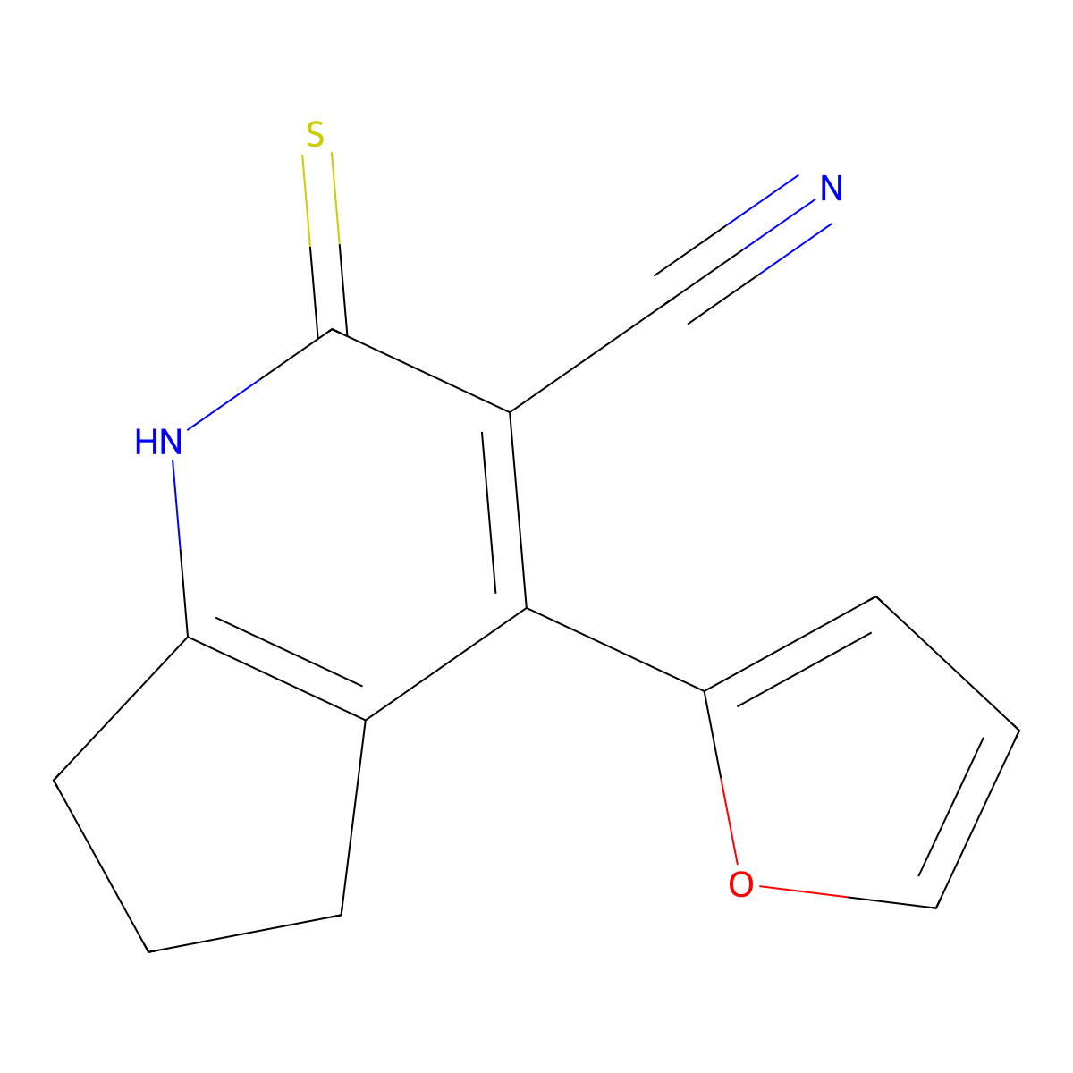 4-(furan-2-yl)-2-sulfanyl-5H,6H,7H-cyclopenta[b]pyridine-3-carbonitrile molecular structure, CAS 83989-89-3