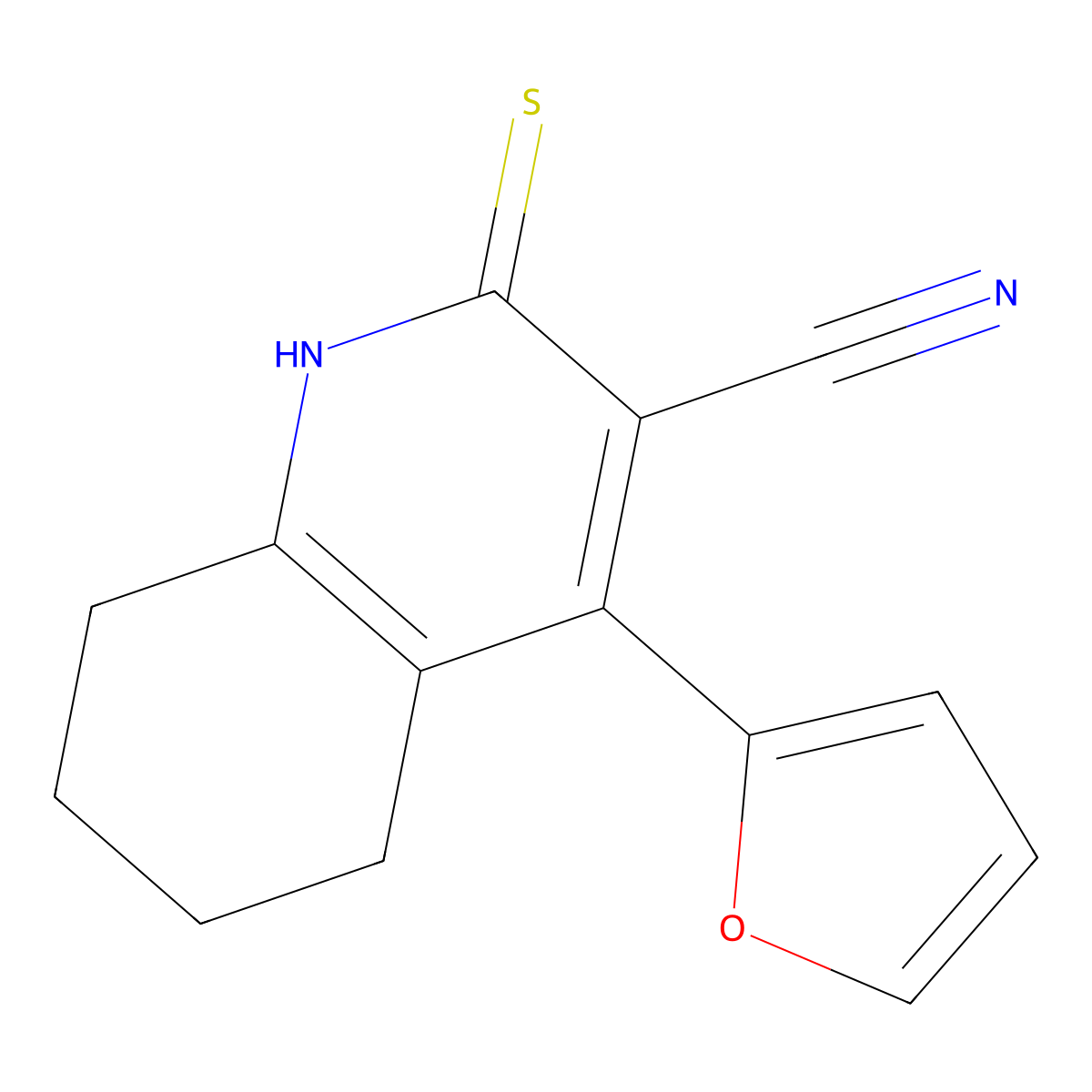 4-(2-Furyl)-2-mercapto-5,6,7,8-tetrahydroquinoline-3-carbonitrile molecular structure, CAS 83989-90-6
