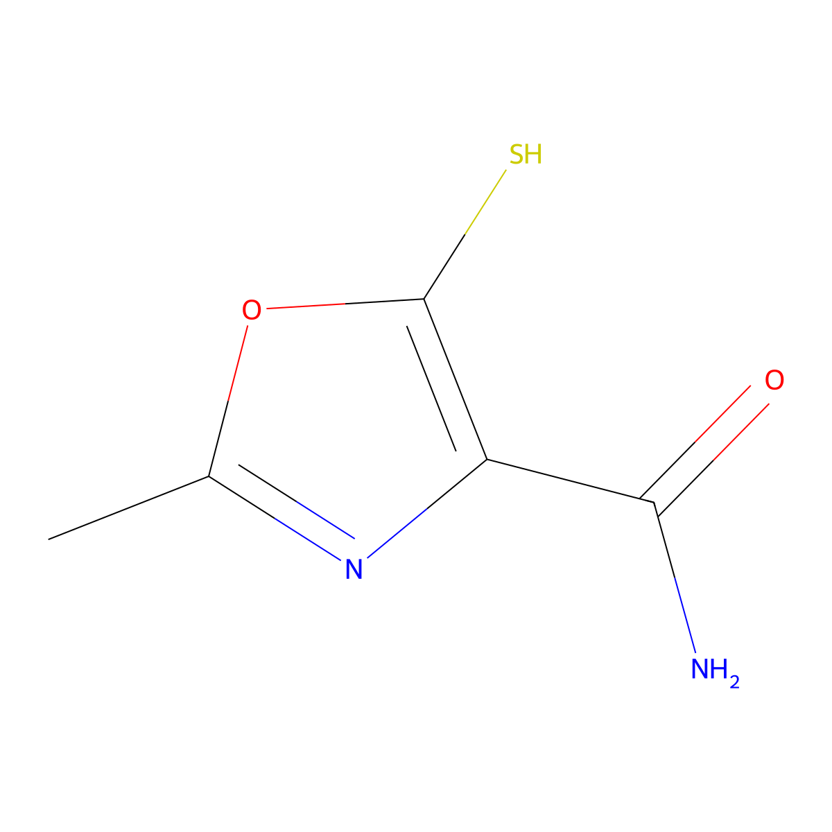 5-Mercapto-2-methyloxazole-4-carboxamide molecular structure, CAS 83990-20-9