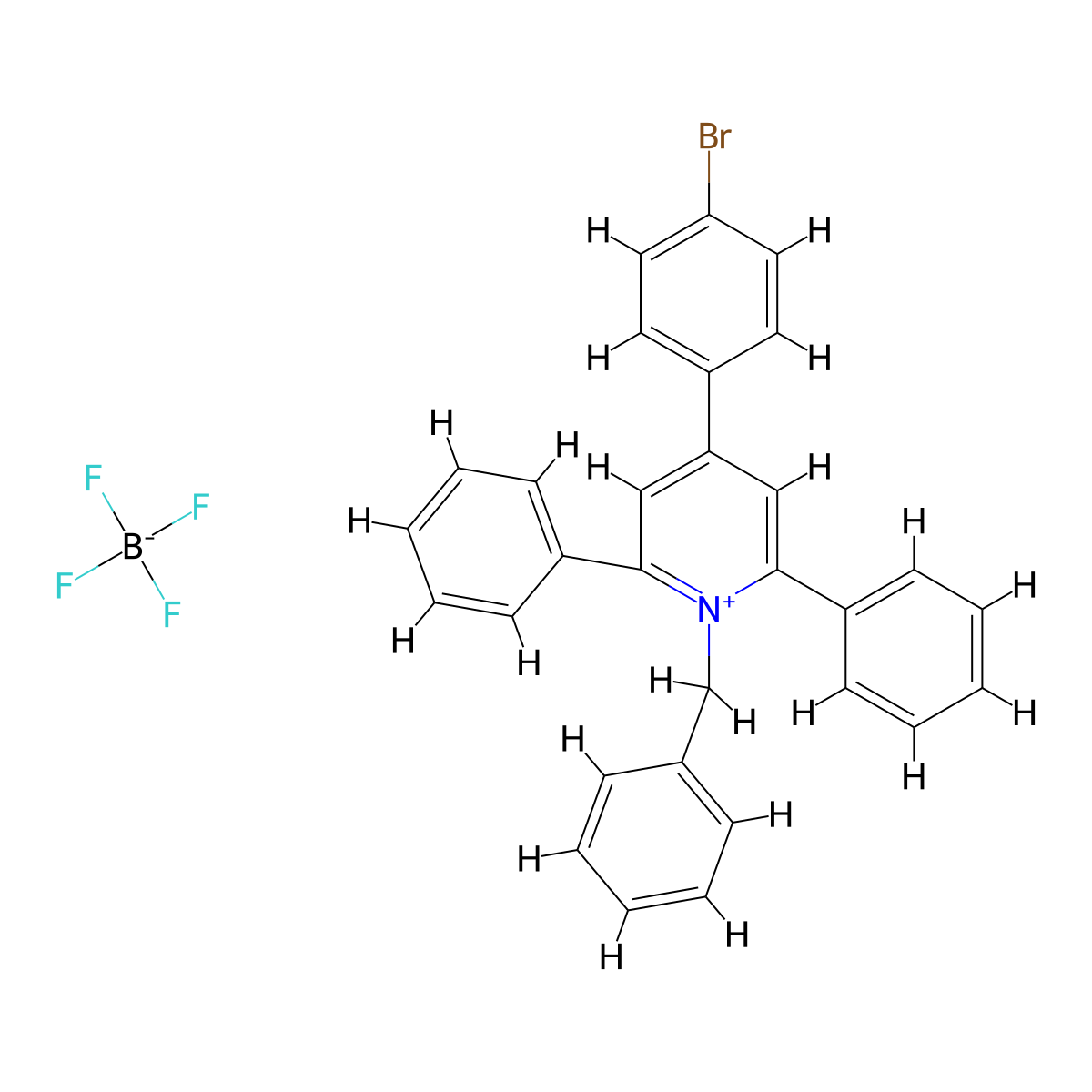 1-Benzyl-4-(4-bromophenyl)-2,6-diphenylpyridin-1-ium tetrafluoroborate molecular structure, CAS 83993-92-4
