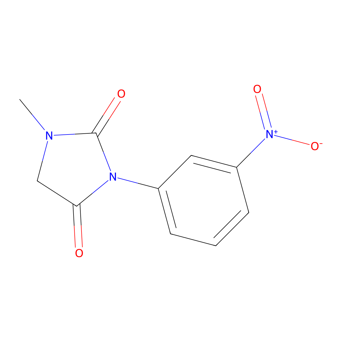 1-Methyl-3-(3-nitrophenyl)imidazolidine-2,4-dione molecular structure, CAS 83996-81-0