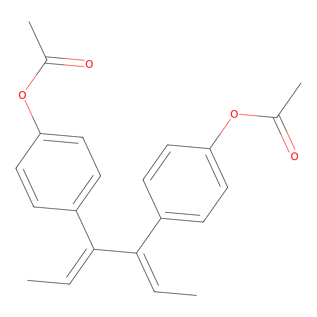 Dienestrol diacetate molecular structure, CAS 84-19-5