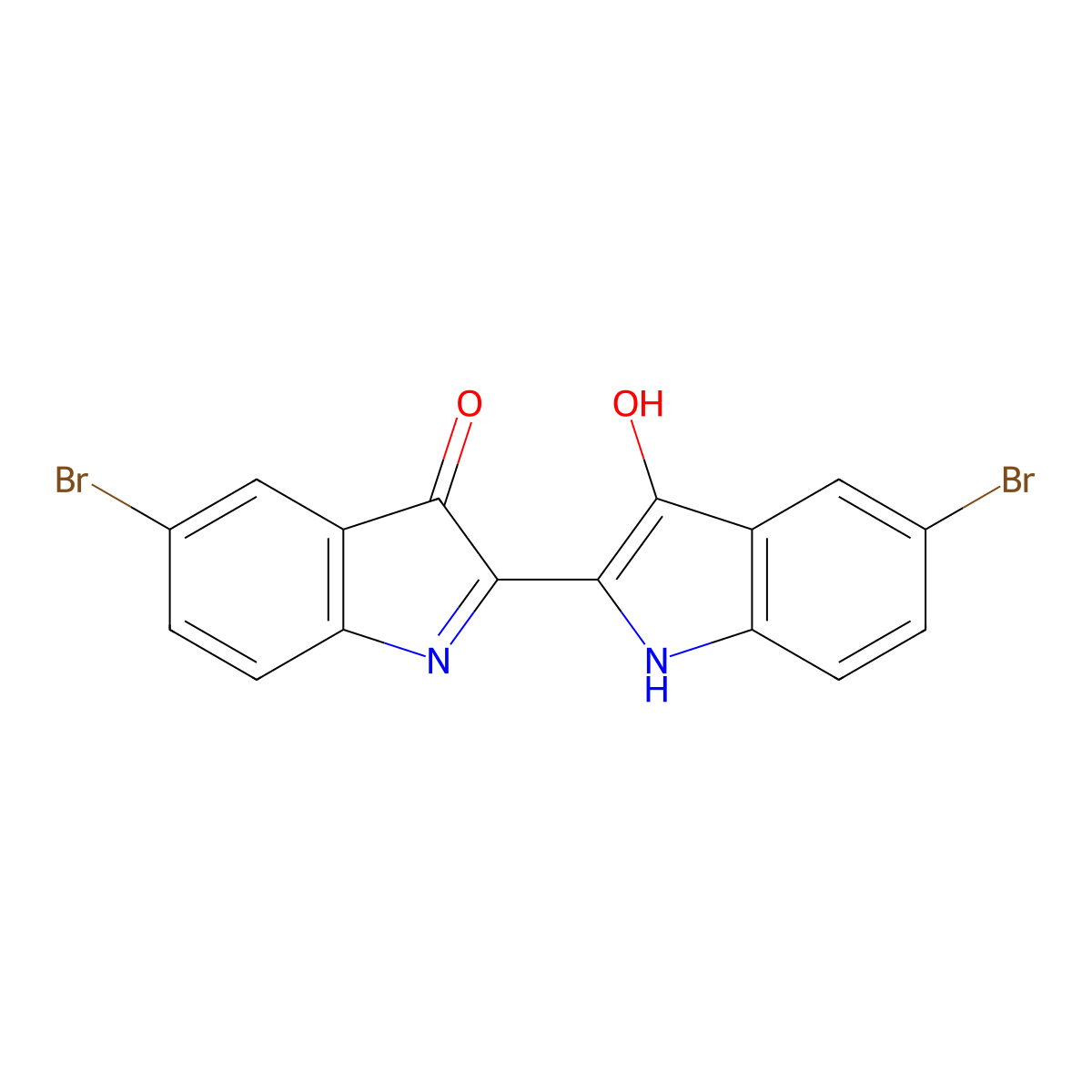 3H-Indol-3-one, 5-bromo-2-(5-bromo-1,3-dihydro-3-oxo-2H-indol-2-ylidene)-1,2-dihydro- molecular structure, CAS 84-40-2