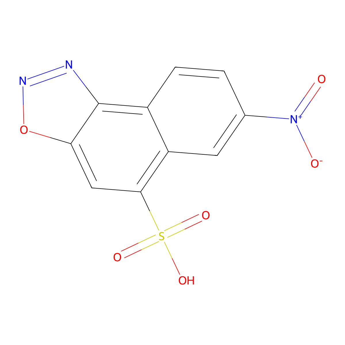 Naphth(1,2-d)(1,2,3)oxadiazole-5-sulfonic acid, 7-nitro- molecular structure, CAS 84-91-3