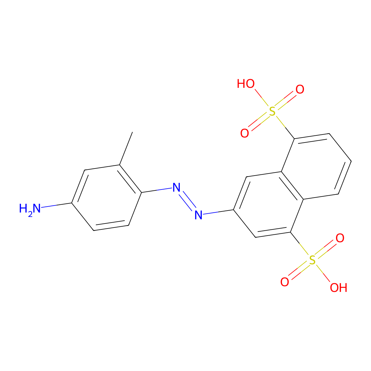 1,5-Naphthalenedisulfonic acid, 3-(2-(4-amino-2-methylphenyl)diazenyl)- molecular structure, CAS 84-94-6