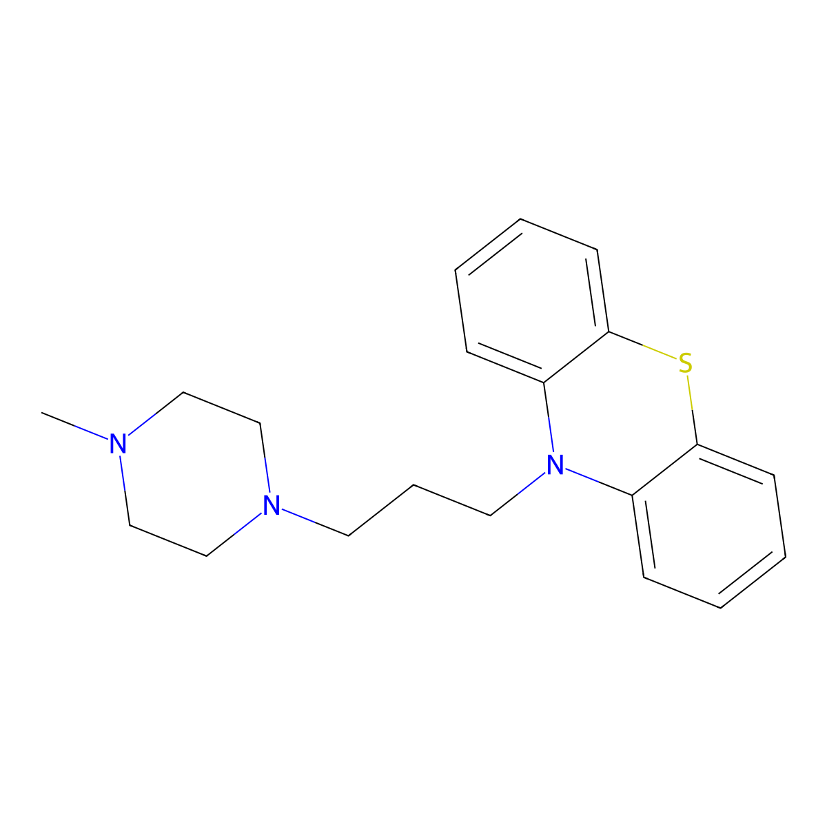 Perazine molecular structure, CAS 84-97-9