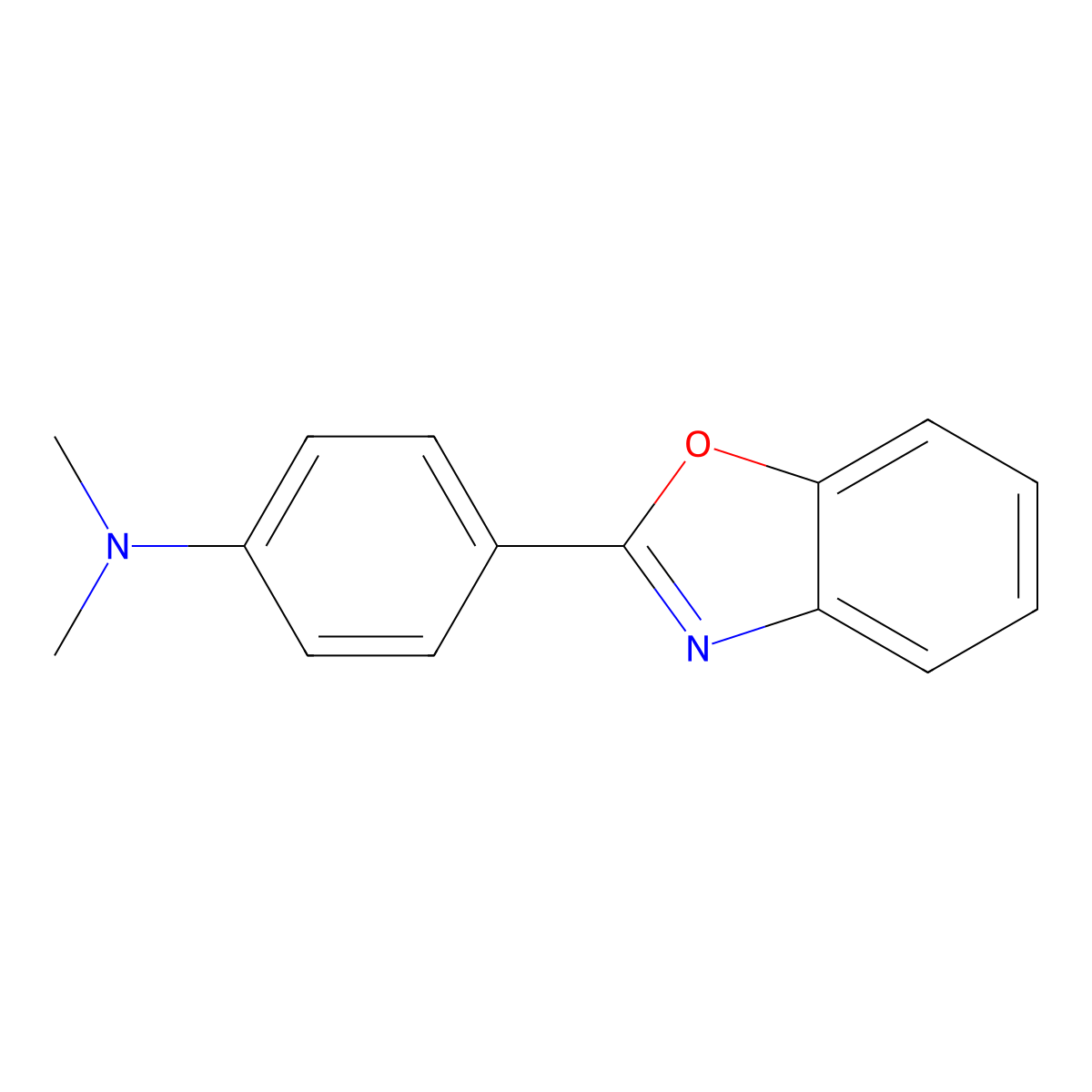 Benzenamine, 4-(2-benzoxazolyl)-N,N-dimethyl- molecular structure, CAS 840-57-3