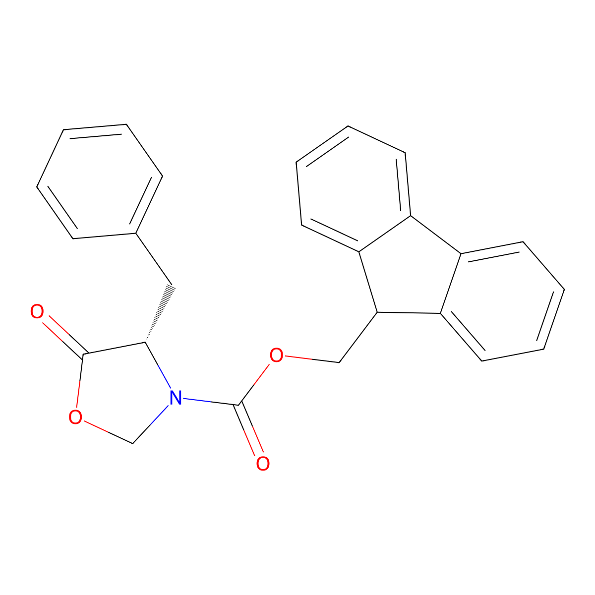 9H-fluoren-9-ylmethyl (4S)-4-benzyl-5-oxo-1,3-oxazolidine-3-carboxylate molecular structure, CAS 84000-03-3
