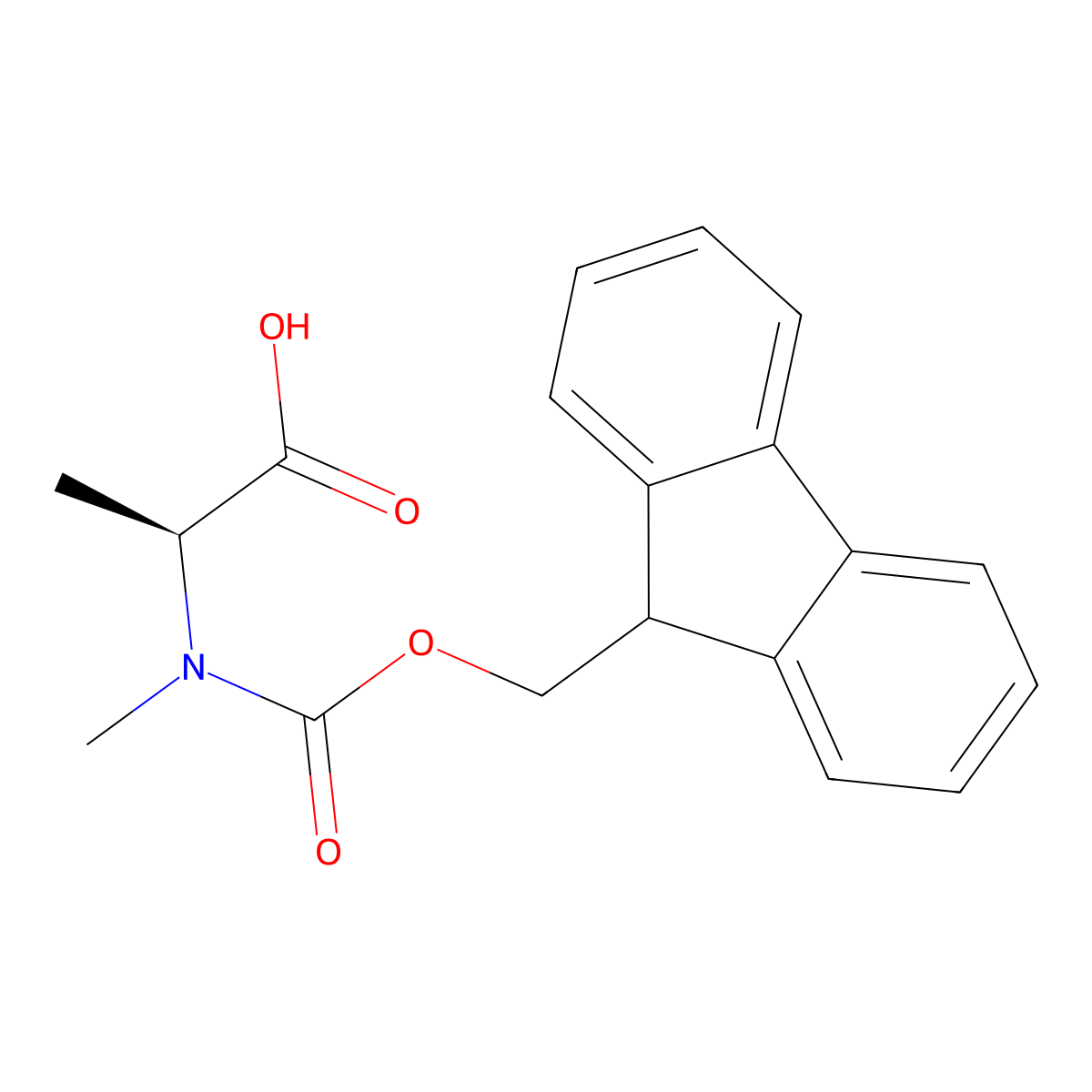 N-((9H-Fluoren-9-ylmethoxy)carbonyl)-N-methyl-L-alanine molecular structure, CAS 84000-07-7