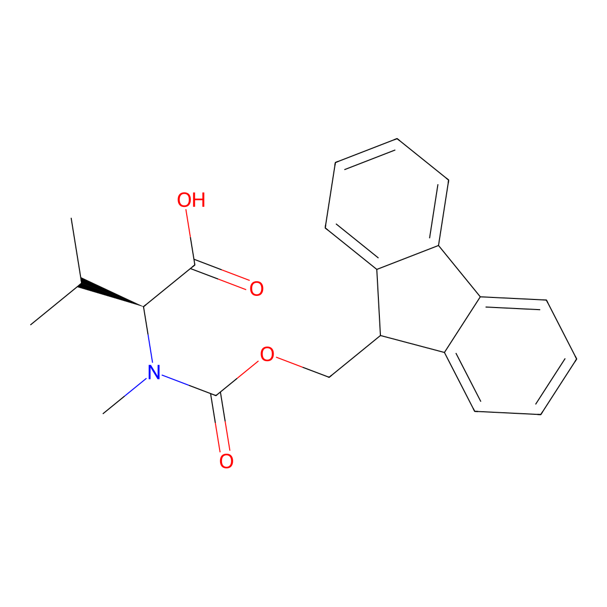 (2S)-2-((((9H-fluoren-9-yl)methoxy)carbonyl)(methyl)amino)-3-methylbutanoic acid molecular structure, CAS 84000-11-3