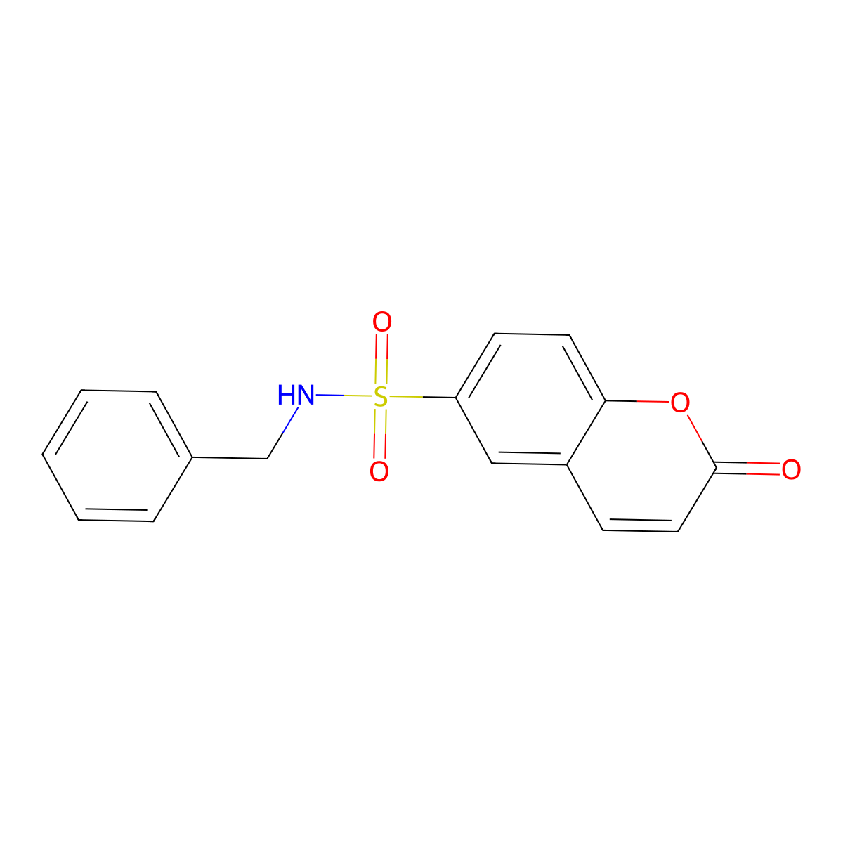 N-benzyl-2-oxo-2H-chromene-6-sulfonamide molecular structure, CAS 84015-70-3