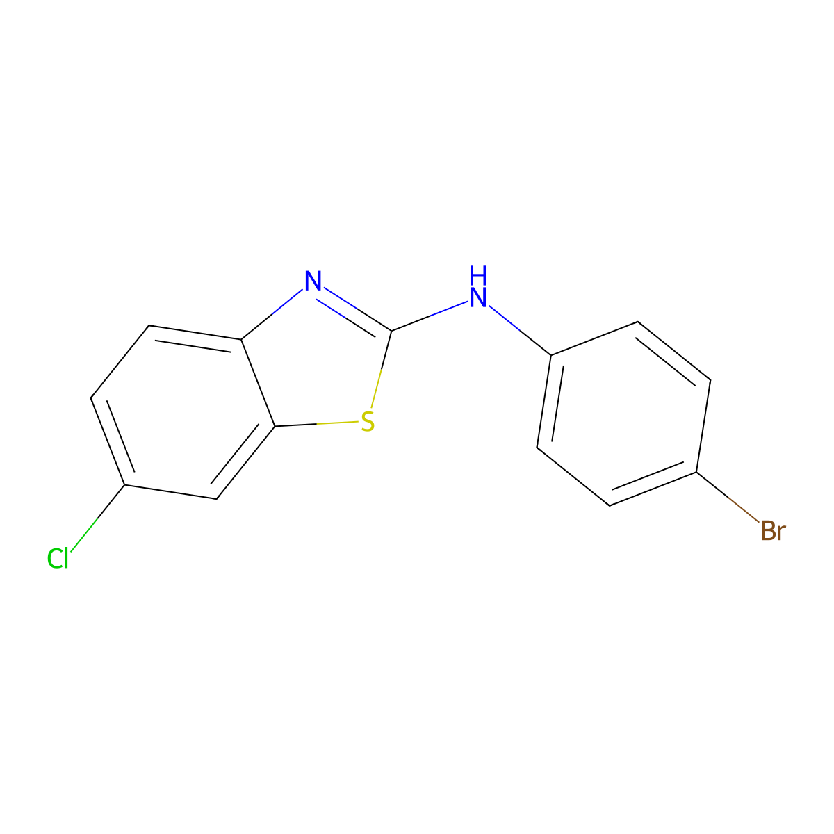 N-(4-bromophenyl)-6-chloro-1,3-benzothiazol-2-amine molecular structure, CAS 84016-98-8