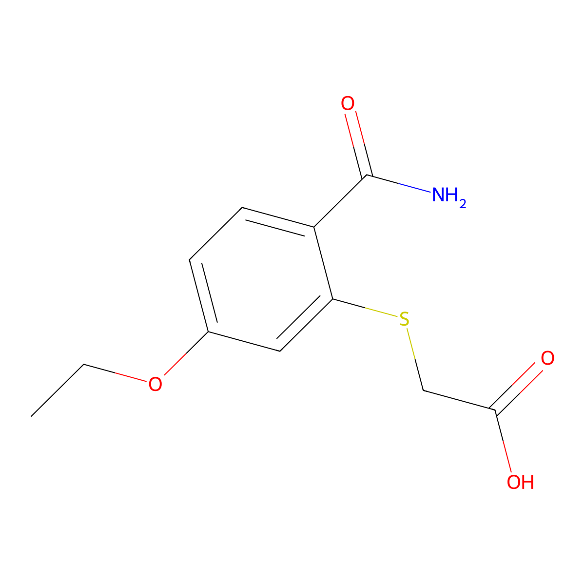 ((2-(Aminocarbonyl)-5-ethoxyphenyl)thio)acetic acid molecular structure, CAS 84029-50-5