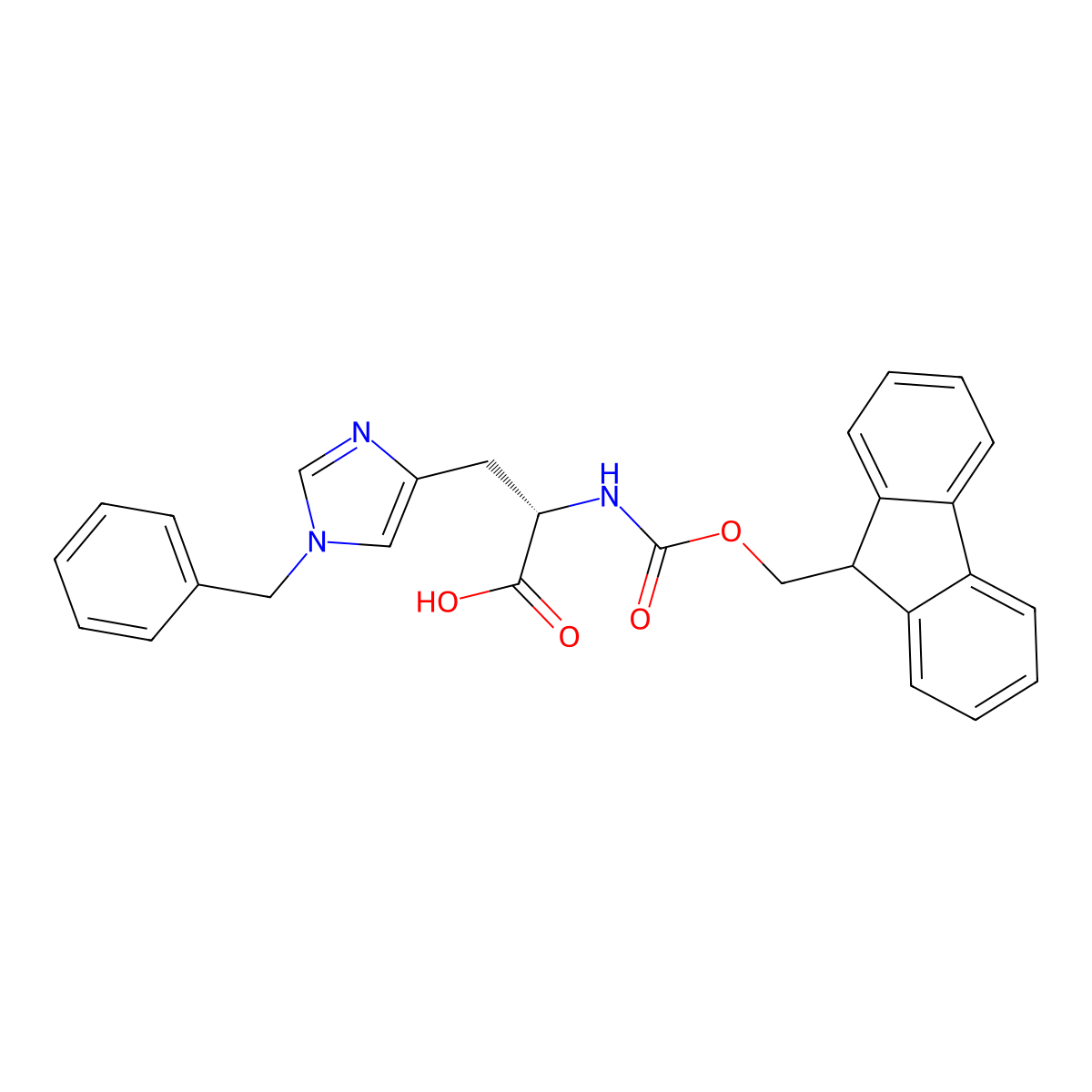 N-[(9H-Fluoren-9-ylmethoxy)carbonyl]-1-(phenylmethyl)-L-histidine molecular structure, CAS 84030-19-3