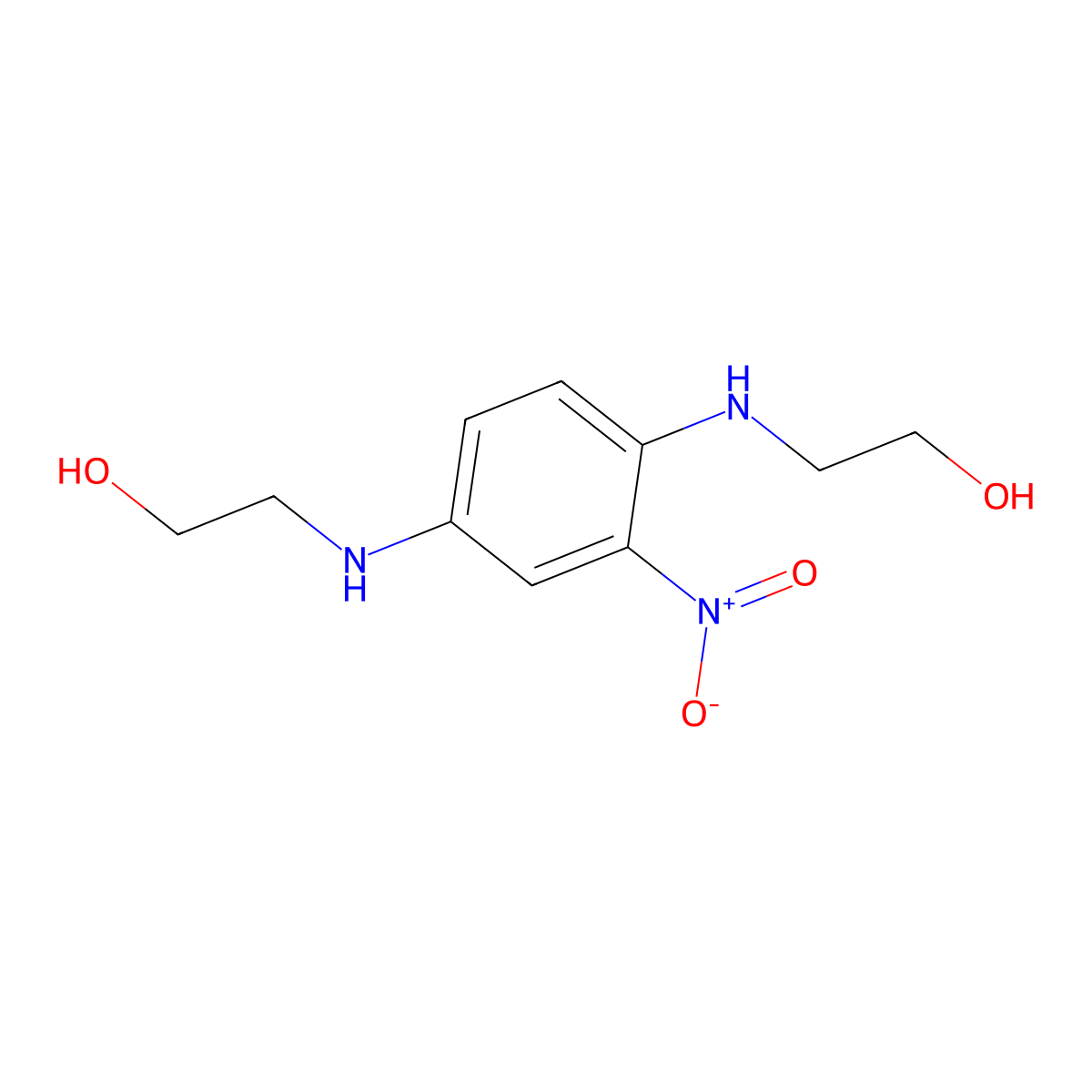 N,N'-Bis(2-hydroxyethyl)-2-nitro-p-phenylenediamine molecular structure, CAS 84041-77-0