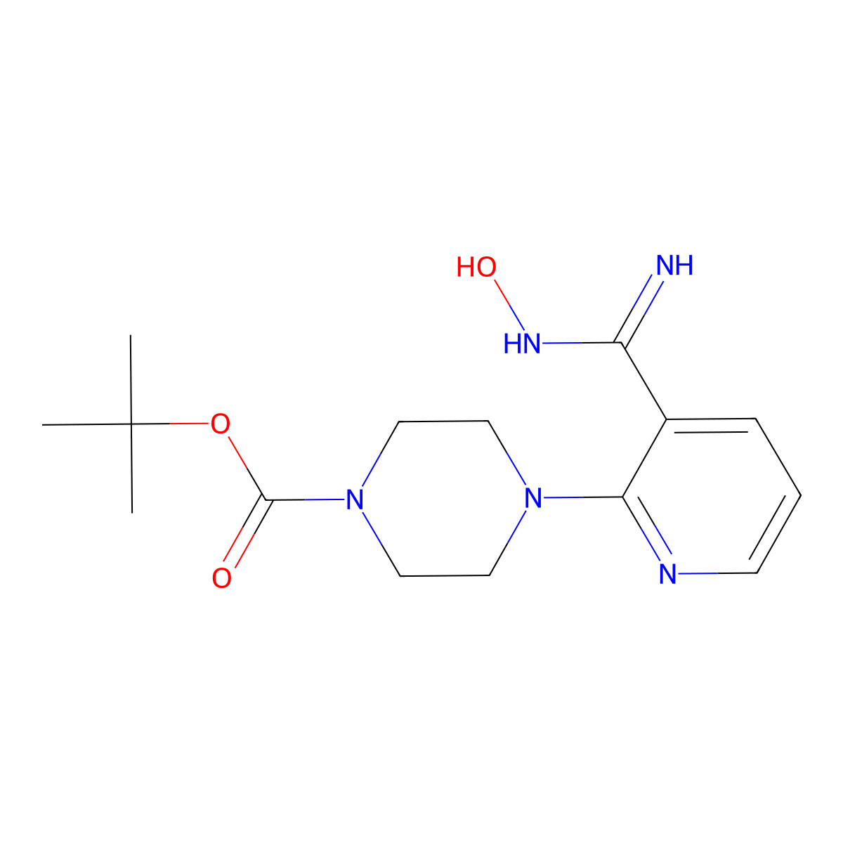 tert-butyl 4-[3-[(Z)-N'-hydroxycarbamimidoyl]-2-pyridinyl]piperazine-1-carboxylate molecular structure, CAS 840454-87-7