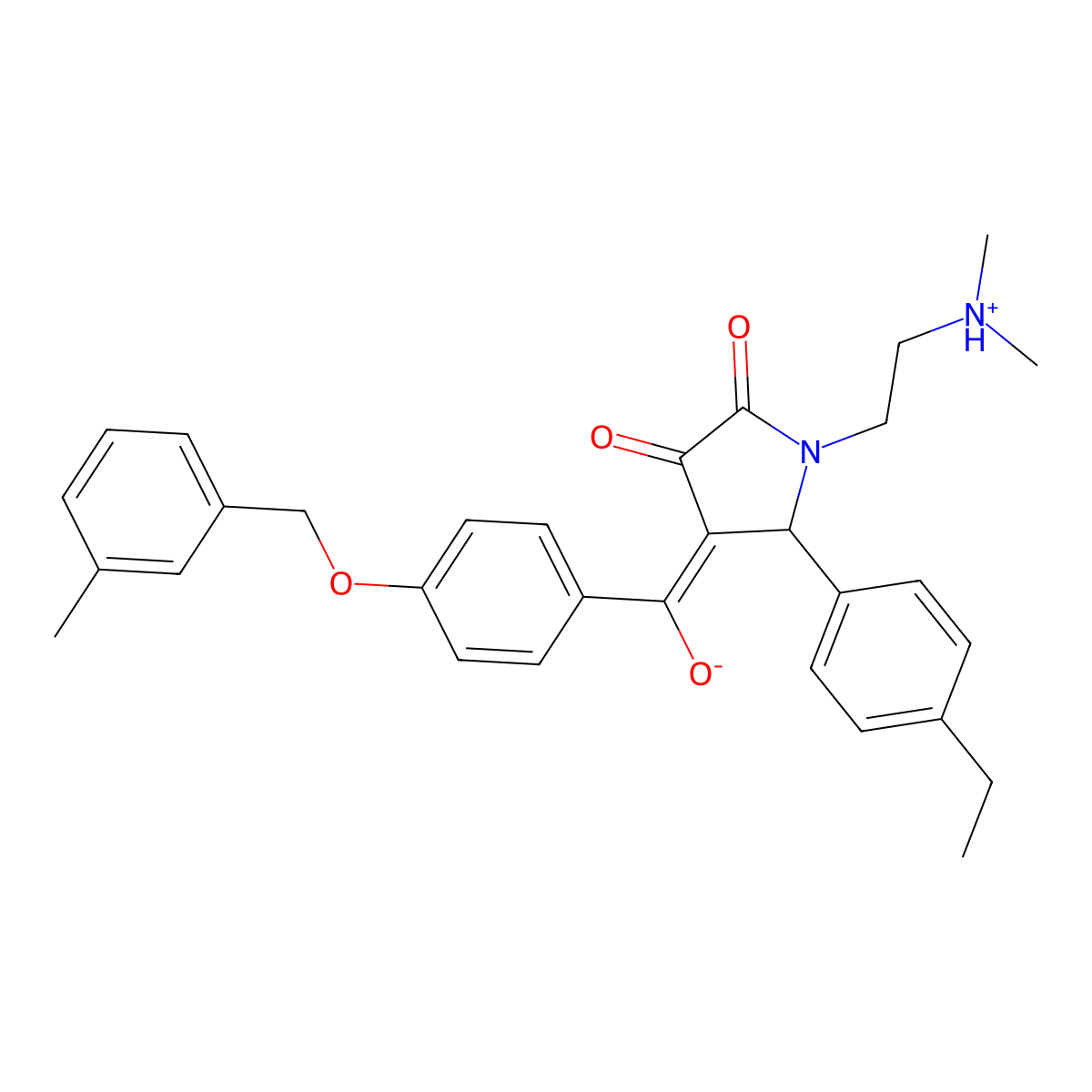 1-[2-(dimethylamino)ethyl]-5-(4-ethylphenyl)-3-hydroxy-4-{4-[(3-methylphenyl)methoxy]benzoyl}-2,5-dihydro-1H-pyrrol-2-one molecular structure, CAS 840455-60-9