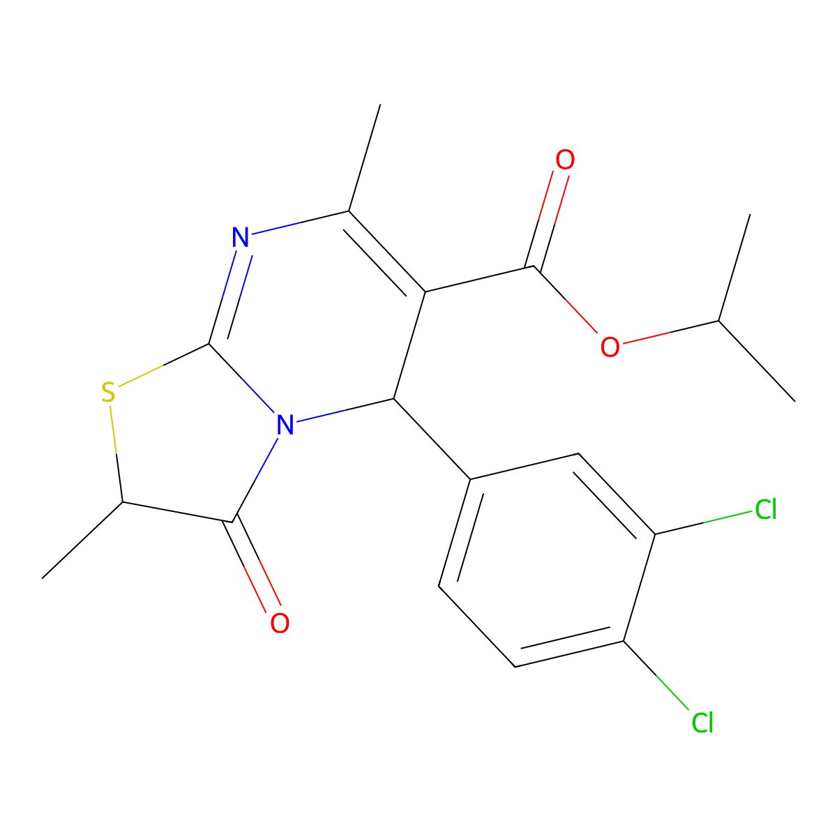 isopropyl 5-(3,4-dichlorophenyl)-2,7-dimethyl-3-oxo-2,3-dihydro-5H-[1,3]thiazolo[3,2-a]pyrimidine-6-carboxylate molecular structure, CAS 840455-92-7