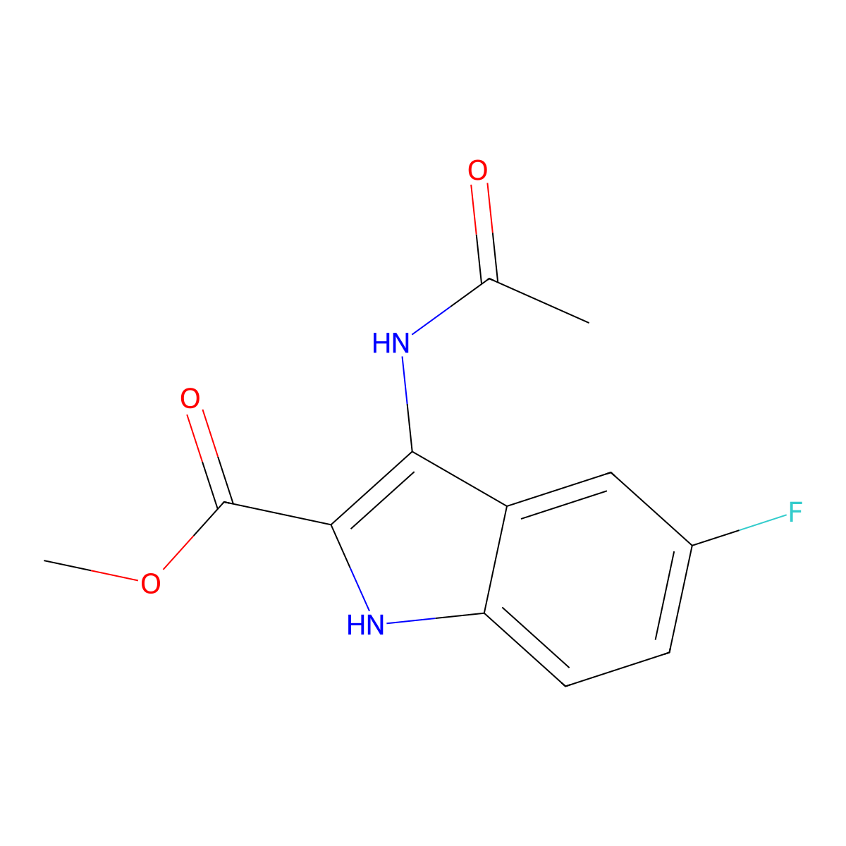 methyl 3-acetamido-5-fluoro-1H-indole-2-carboxylate molecular structure, CAS 840456-13-5