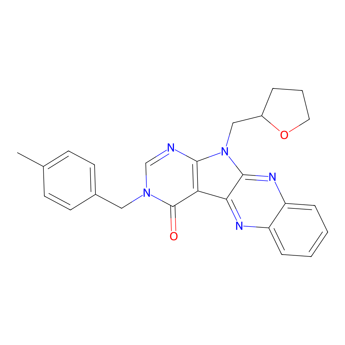 3-(4-methylbenzyl)-11-((tetrahydrofuran-2-yl)methyl)-3H-pyrimido[5',4':4,5]pyrrolo[2,3-b]quinoxalin-4(11H)-one molecular structure, CAS 840456-97-5